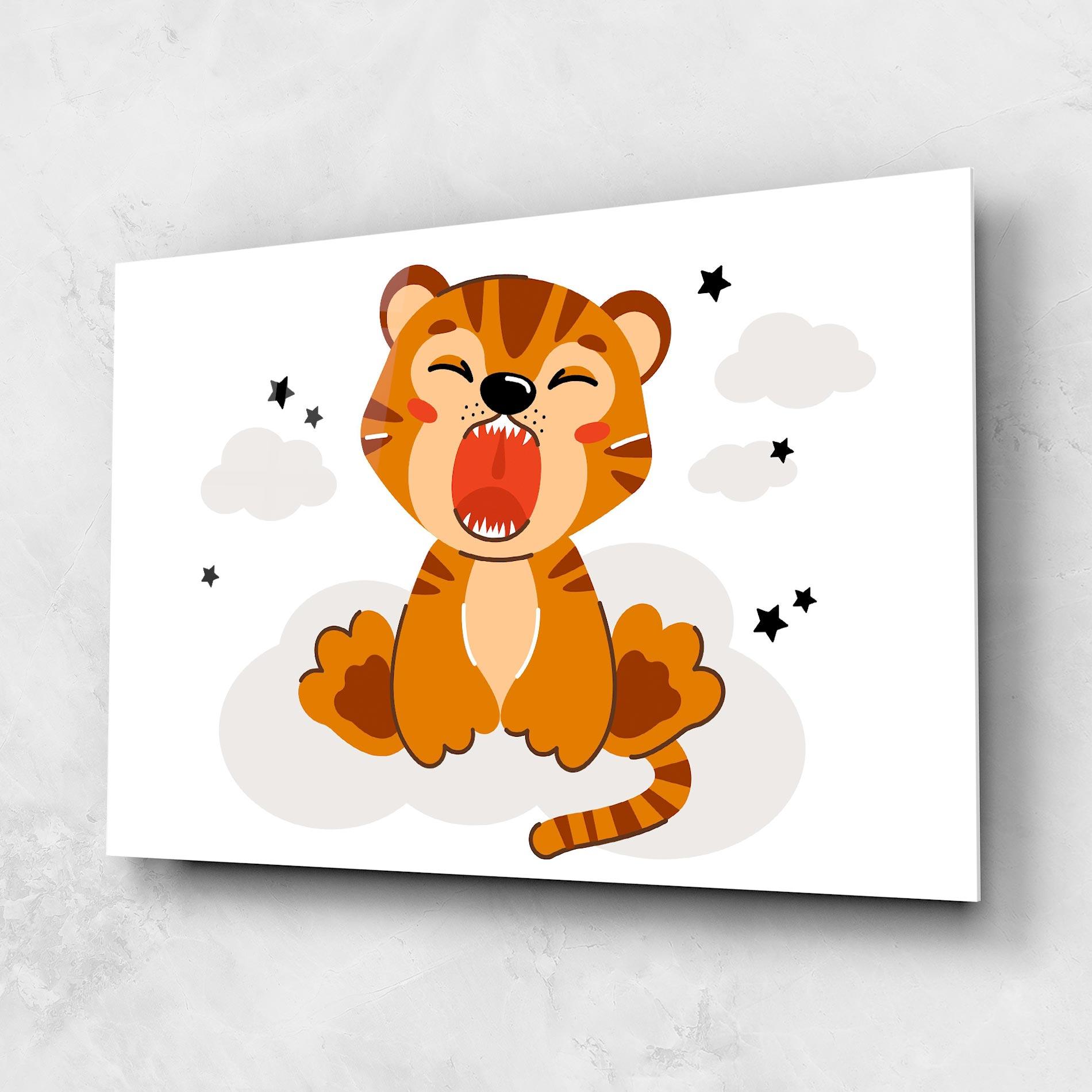 Tablou Sticla Cute Sleepy Tiger mockup 1
