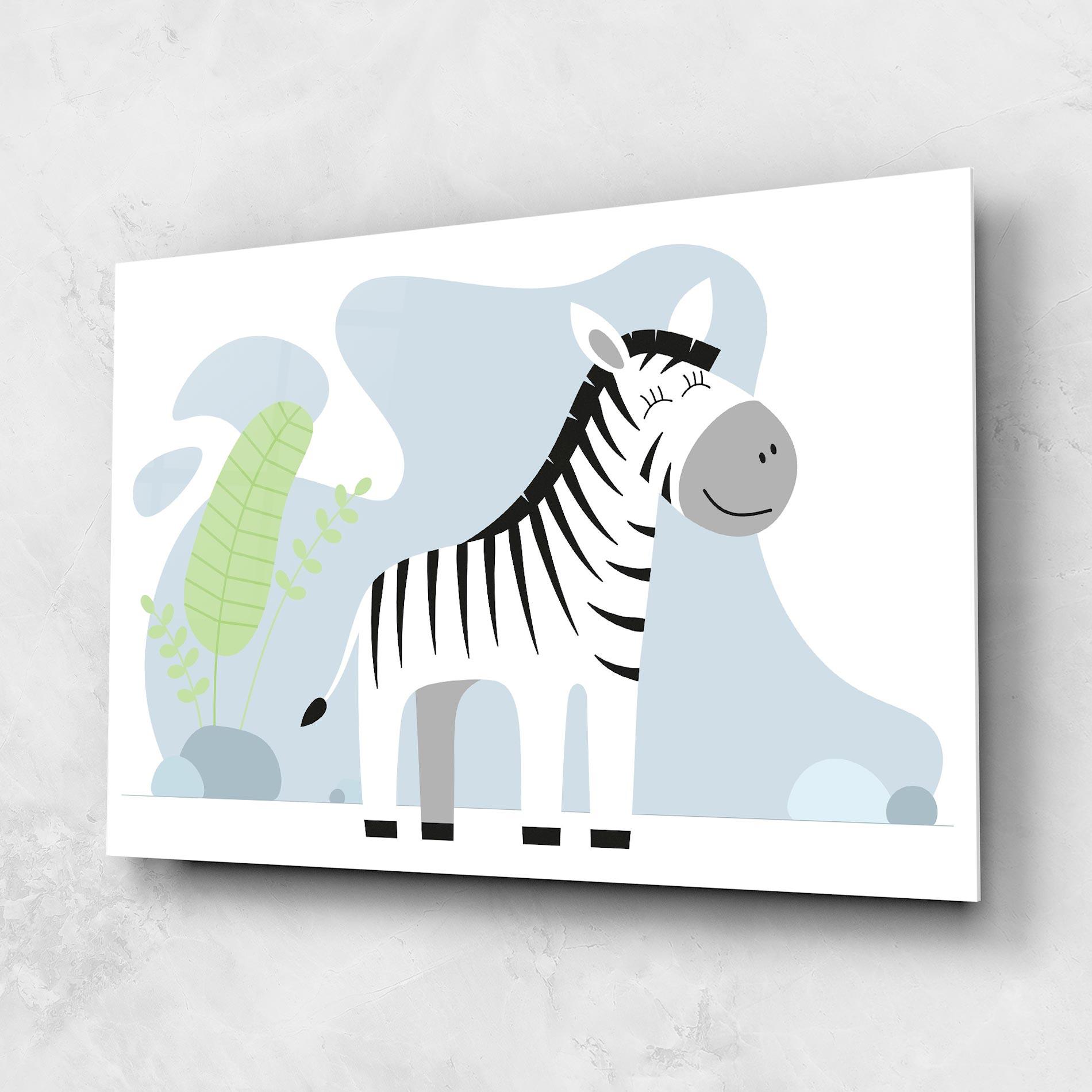 Tablou Sticla Cute Zebra Leaf mockup 1