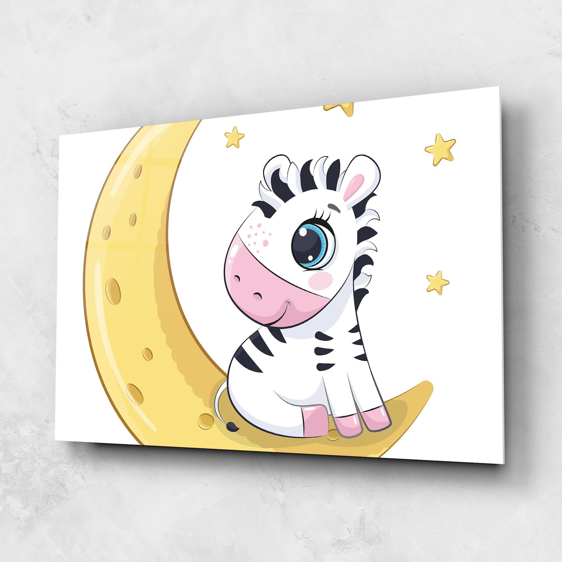 Tablou Sticla Cute Zebra Moon mockup 1