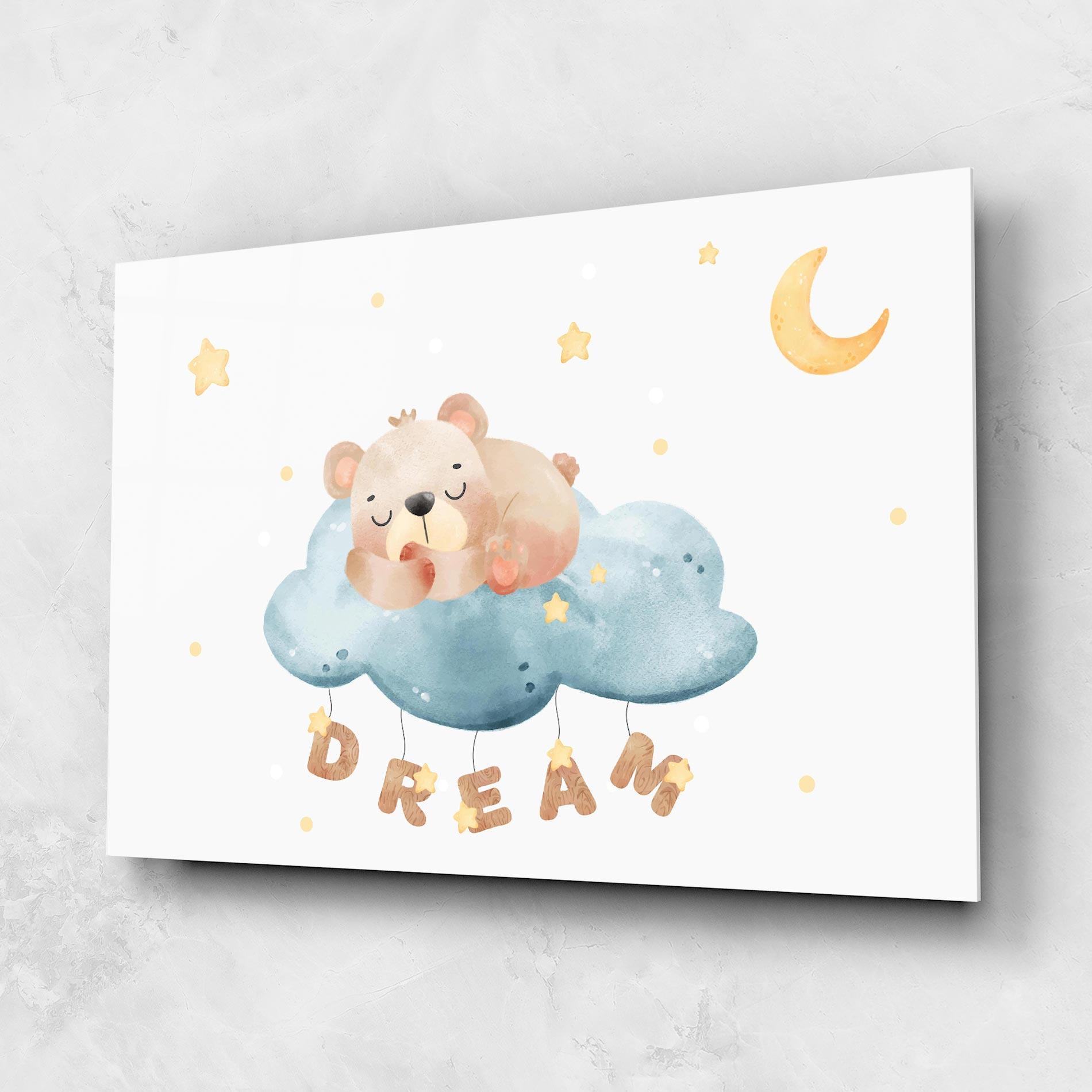 Tablou Sticla Dream Sleepy Bear mockup 1