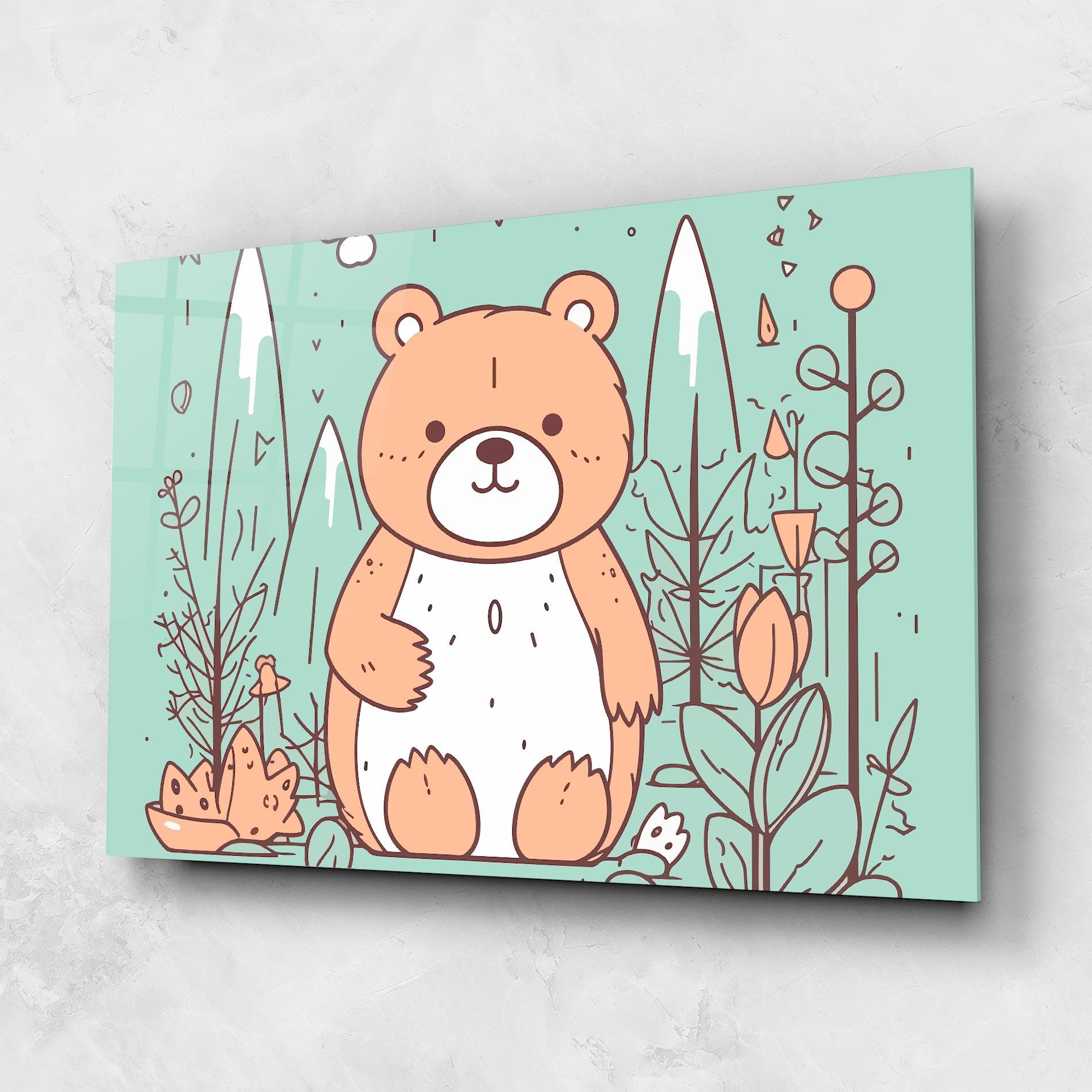 Tablou Sticla Forest Cute Bear mockup 1