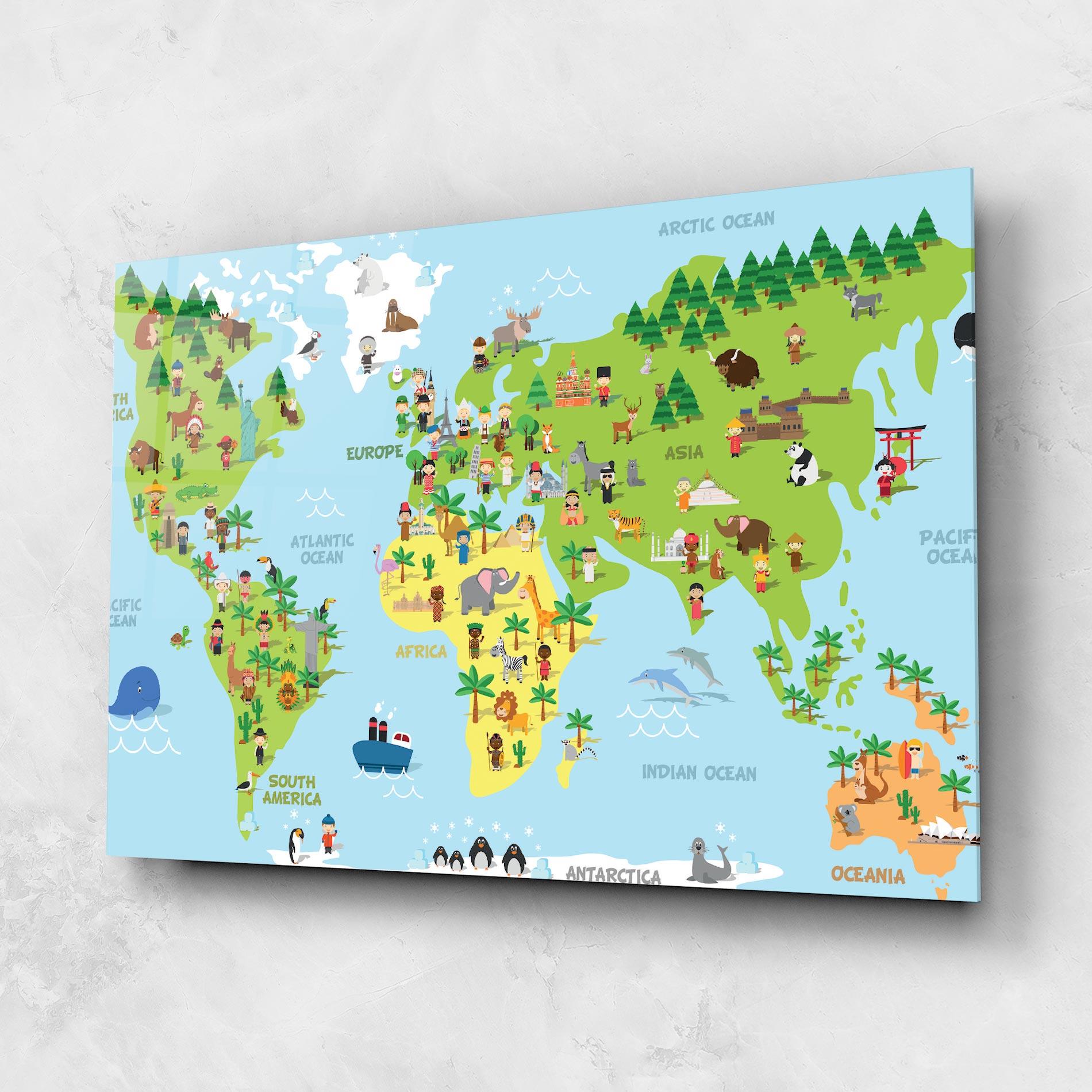 Tablou Sticla Kids Map mockup 1