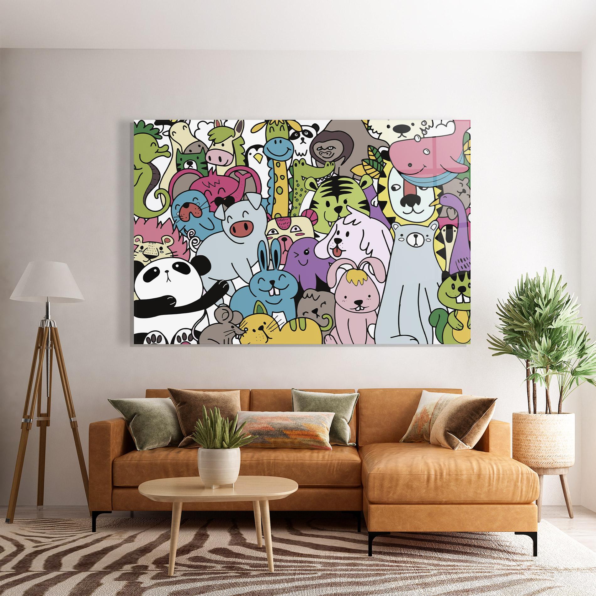 Tablou Sticla Animals Cartoon mockup 7