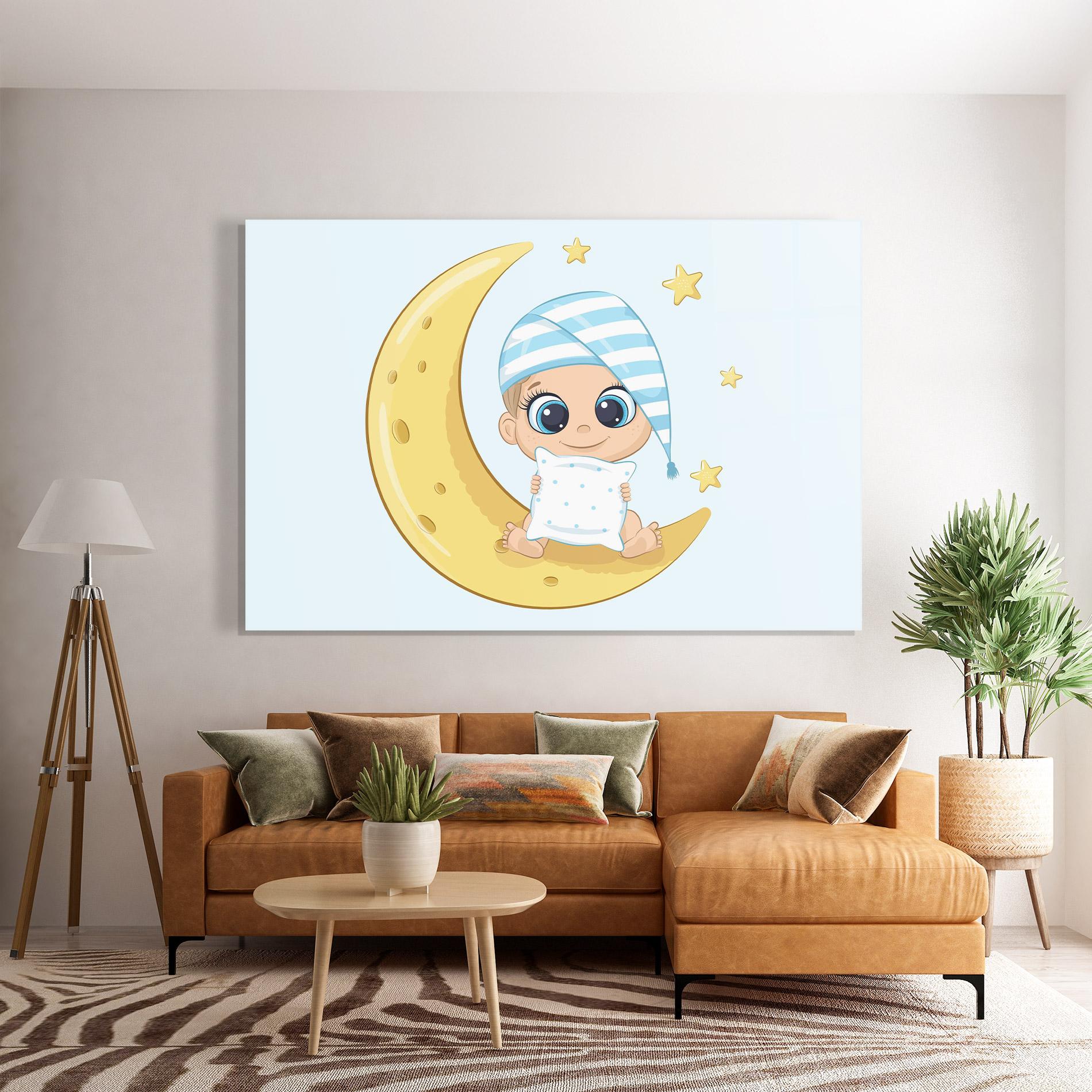 Tablou Sticla Baby On Moon mockup 7
