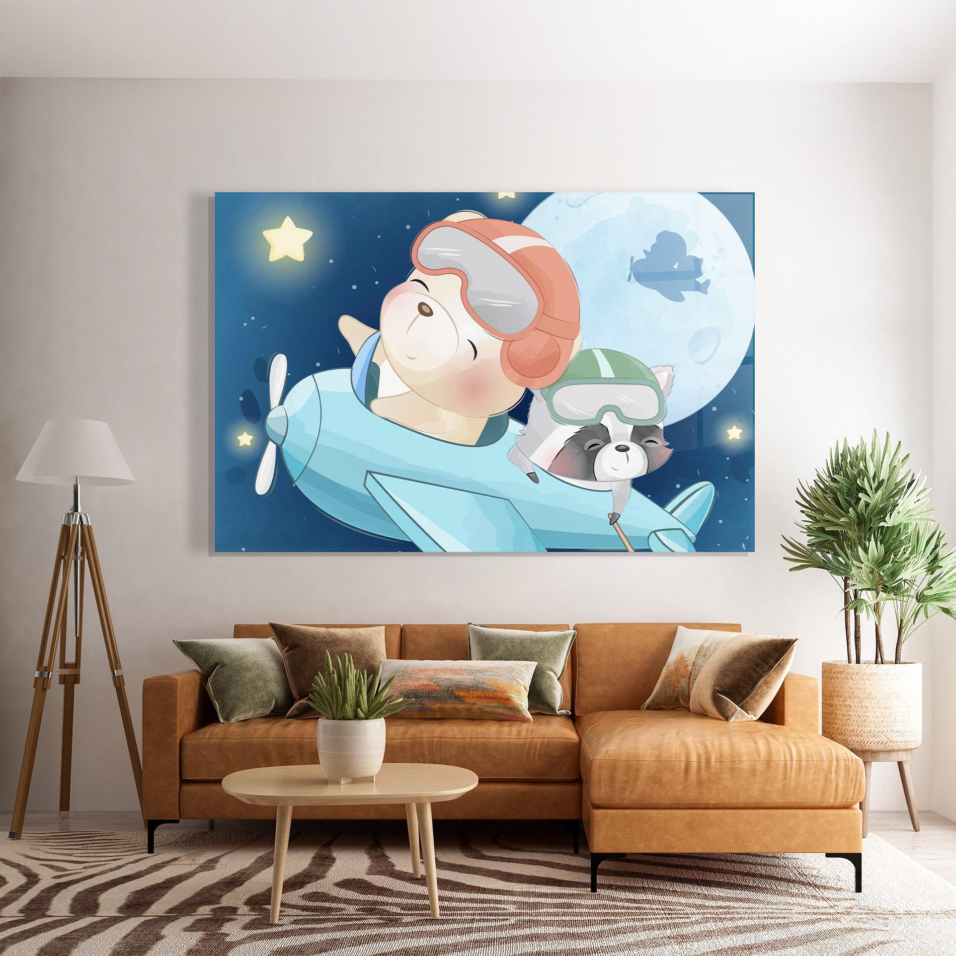 Tablou Sticla Bear Flying Star mockup 7