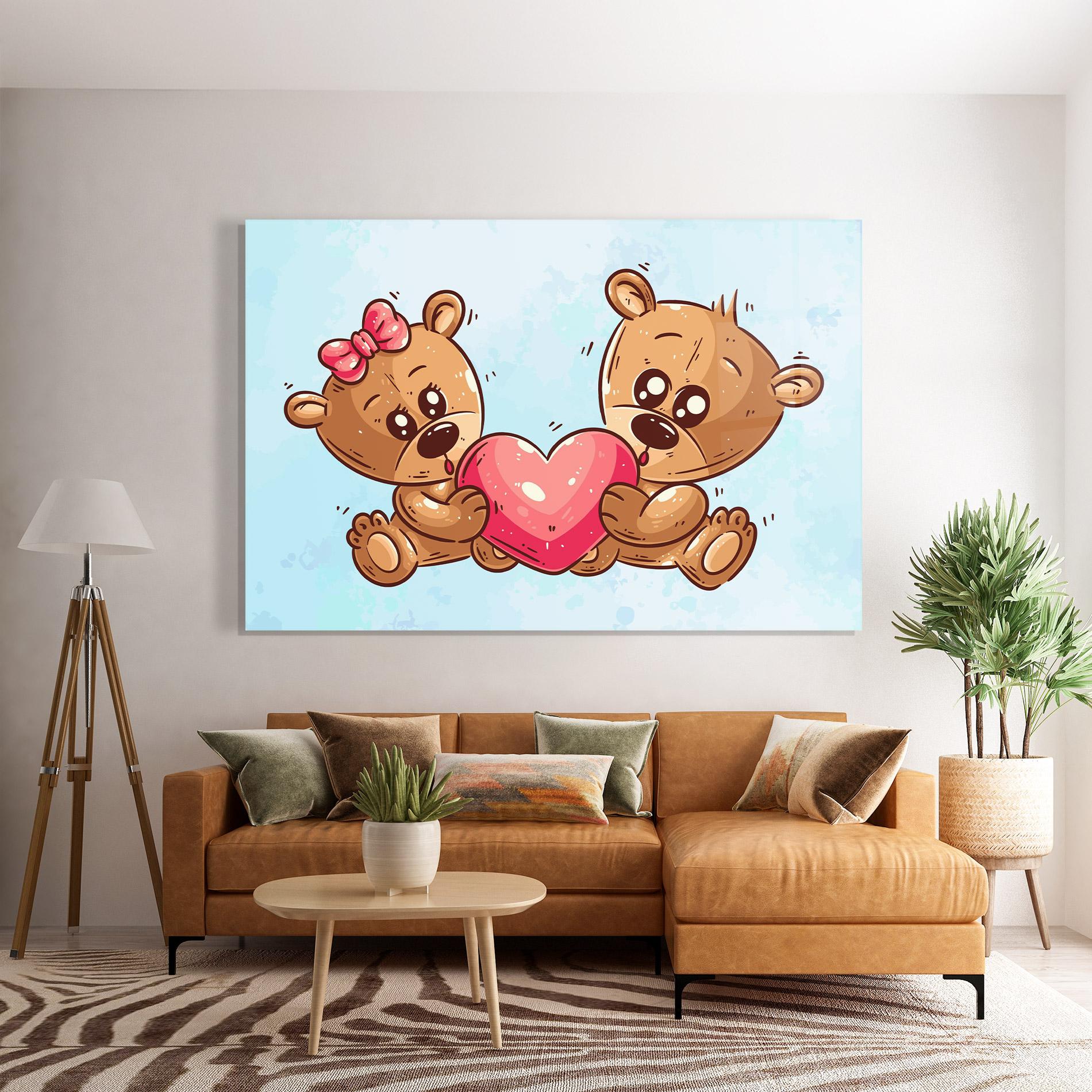 Tablou Sticla Bear Holding Heart mockup 7