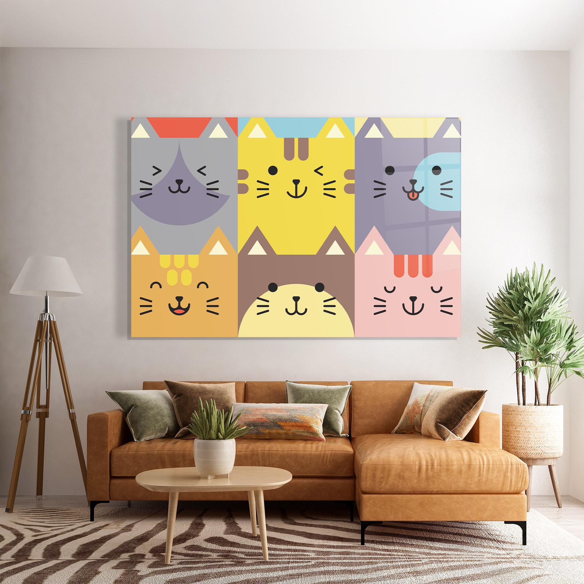 Tablou Sticla Cat Colors mockup 7