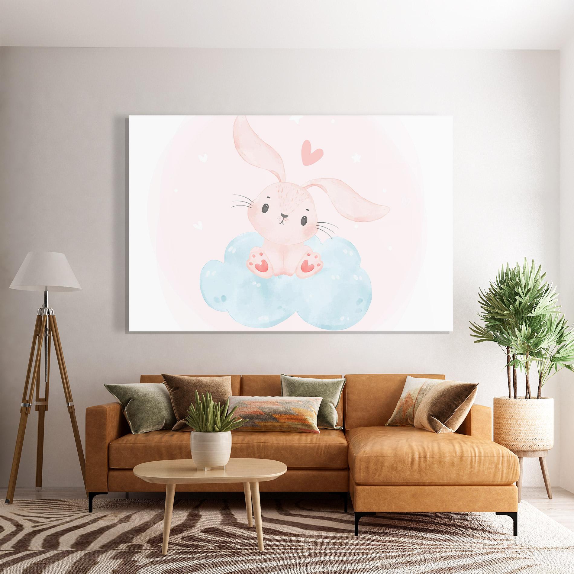 Tablou Sticla Cloud Pink Bunny mockup 7