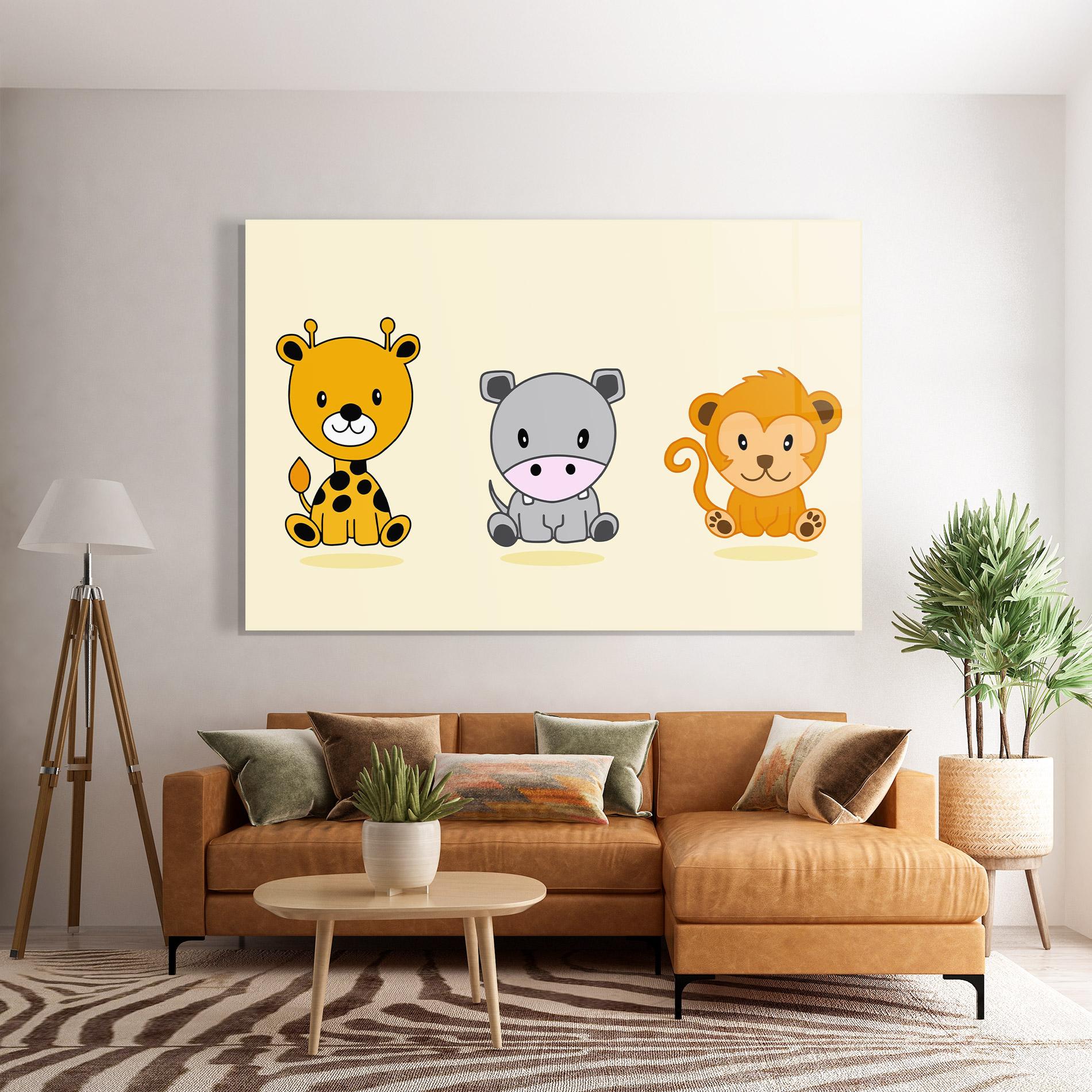 Tablou Sticla Cream Animals mockup 7