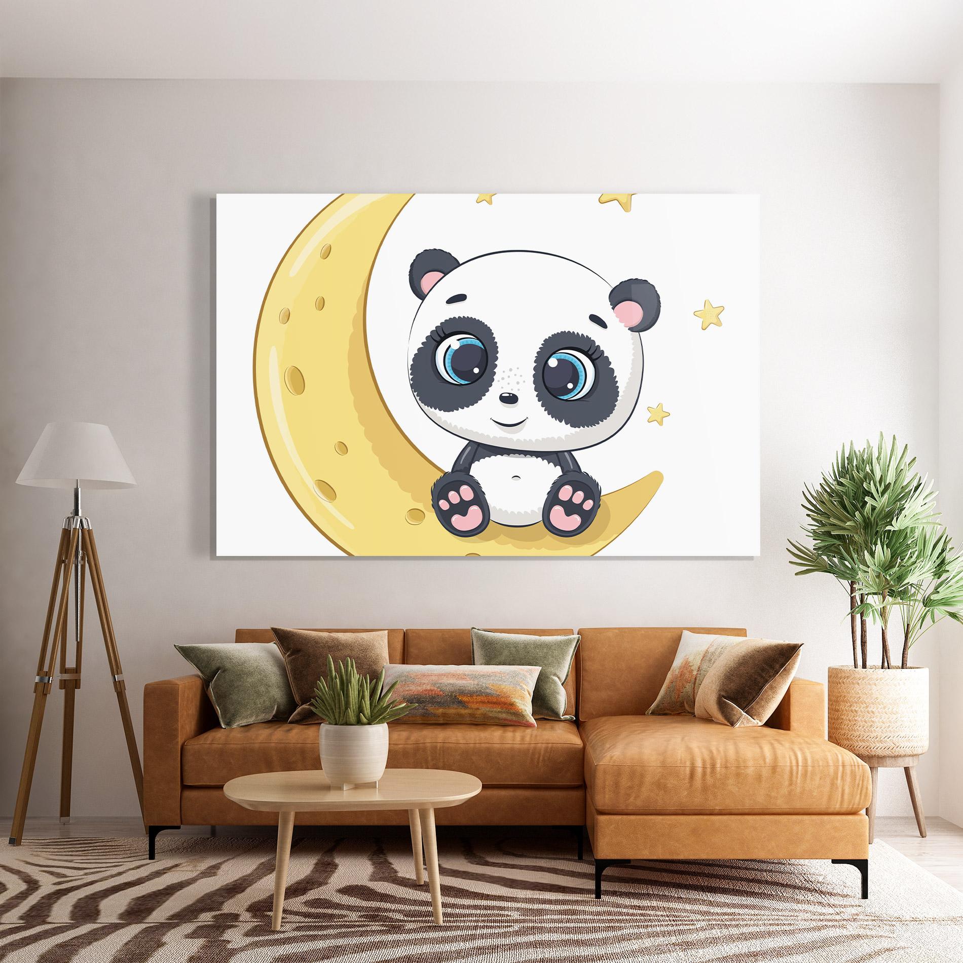 Tablou Sticla Cute Panda Moon mockup 7