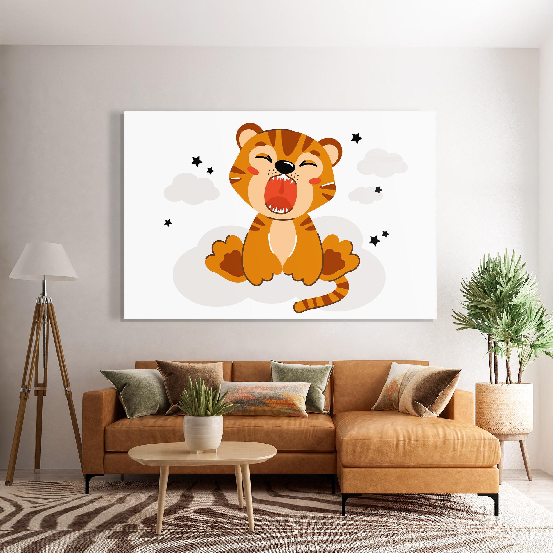 Tablou Sticla Cute Sleepy Tiger mockup 7