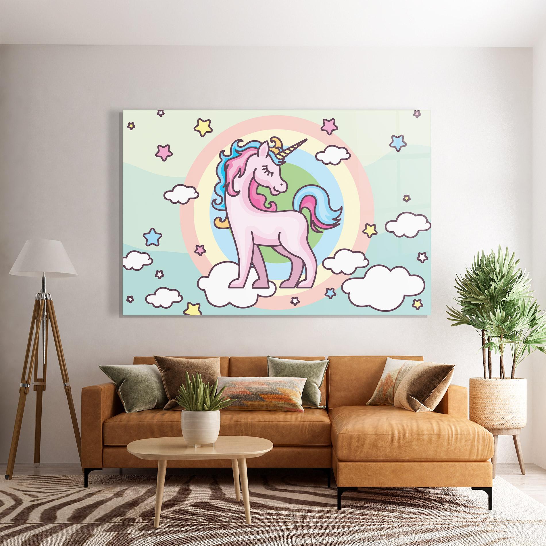 Tablou Sticla Cute Unicorn Art mockup 7