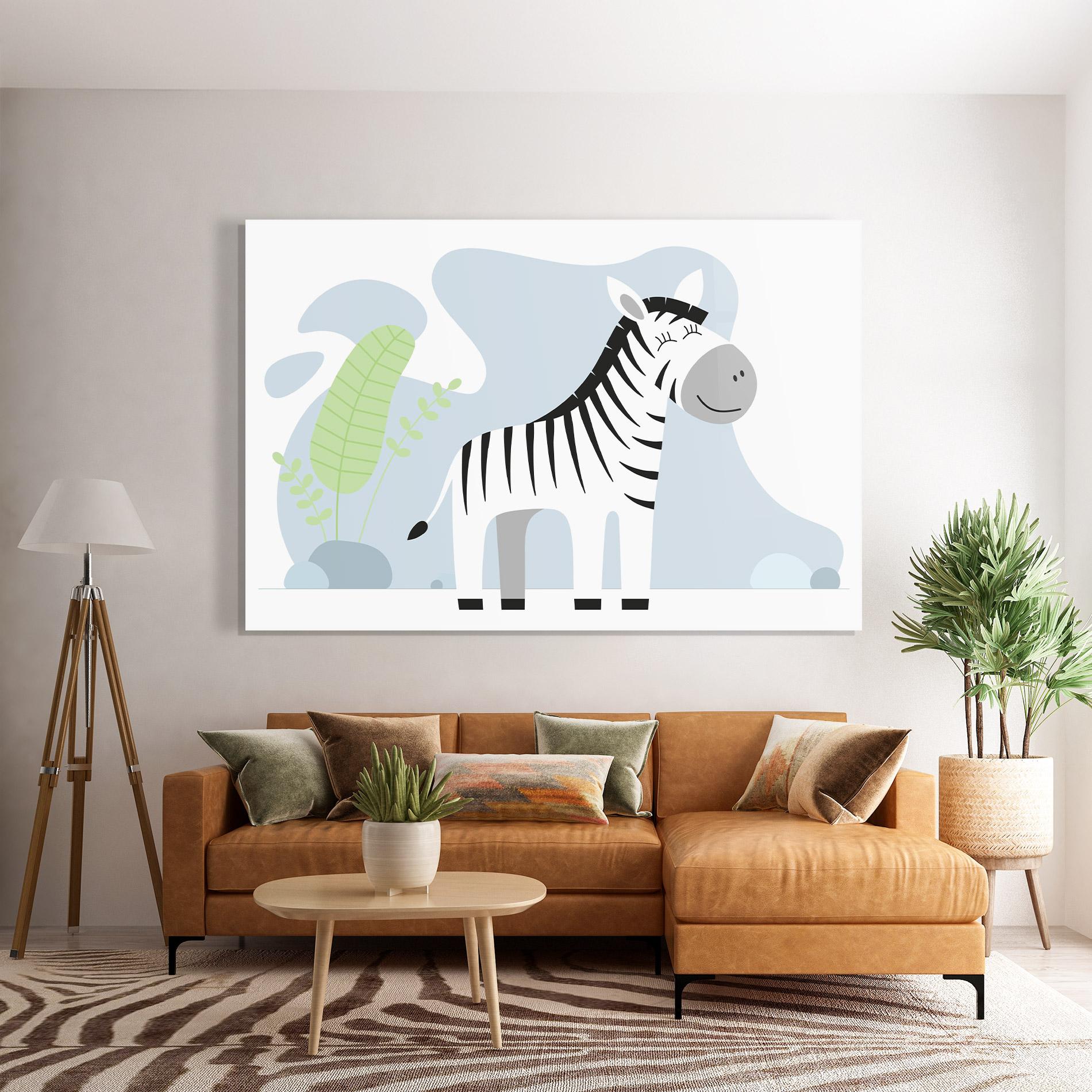 Tablou Sticla Cute Zebra Leaf mockup 7