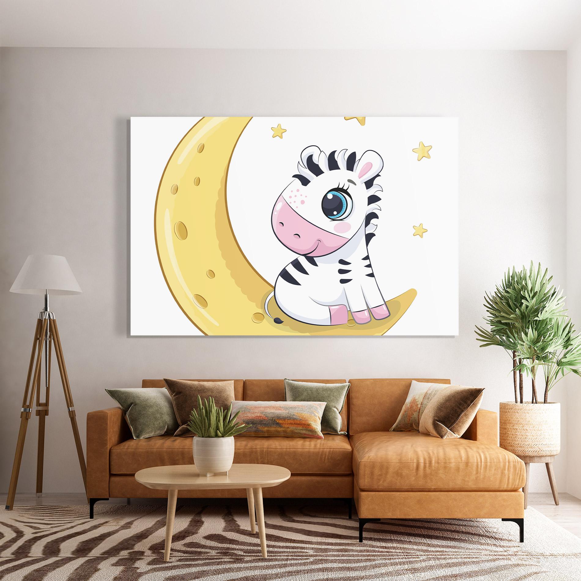 Tablou Sticla Cute Zebra Moon mockup 7