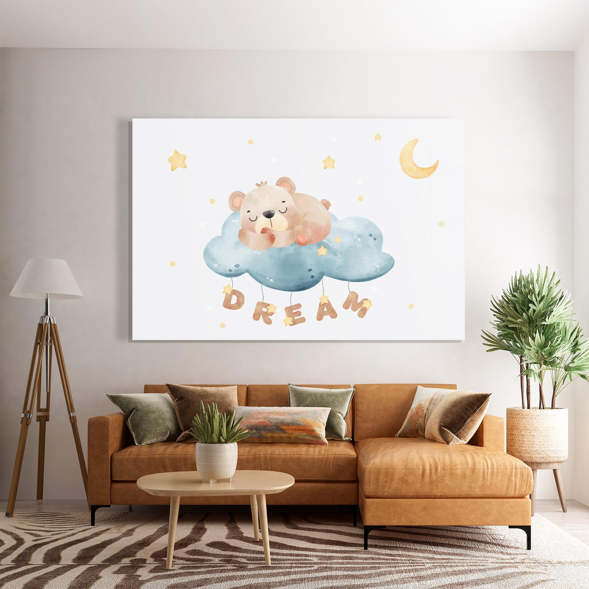 Tablou Sticla Dream Sleepy Bear mockup 7