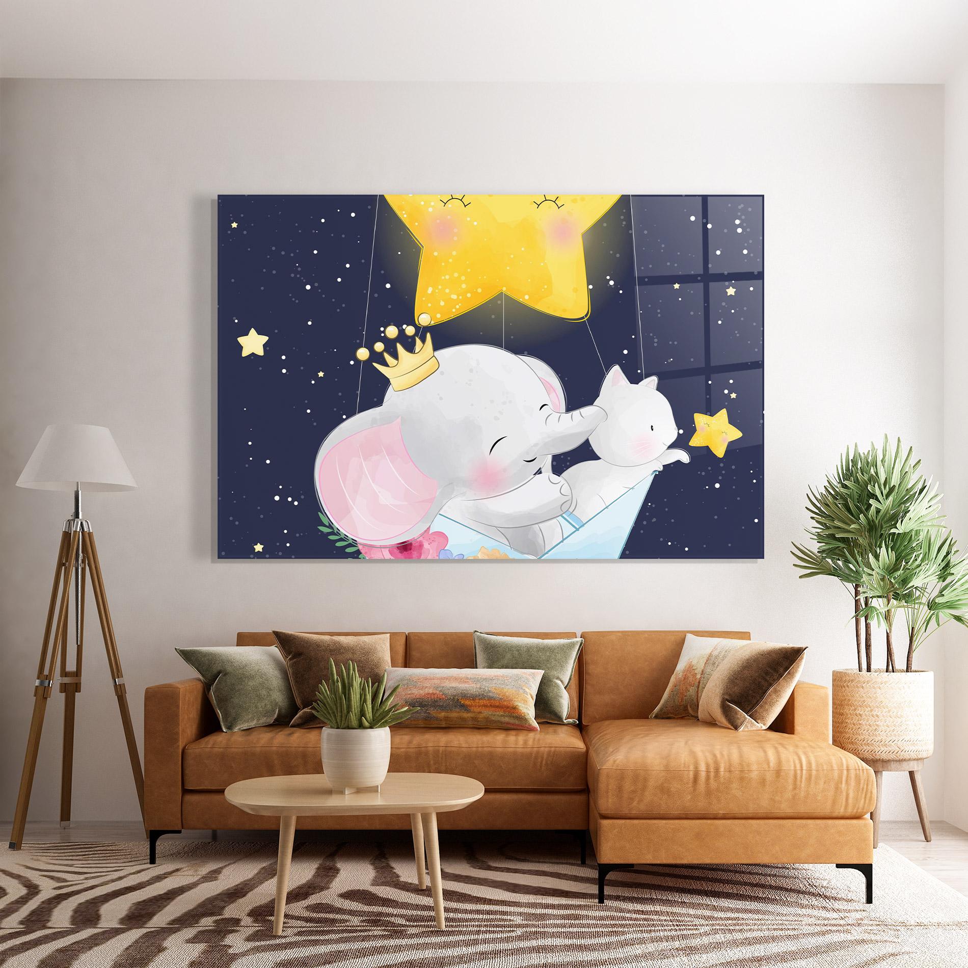 Tablou Sticla Elephant Cat mockup 7