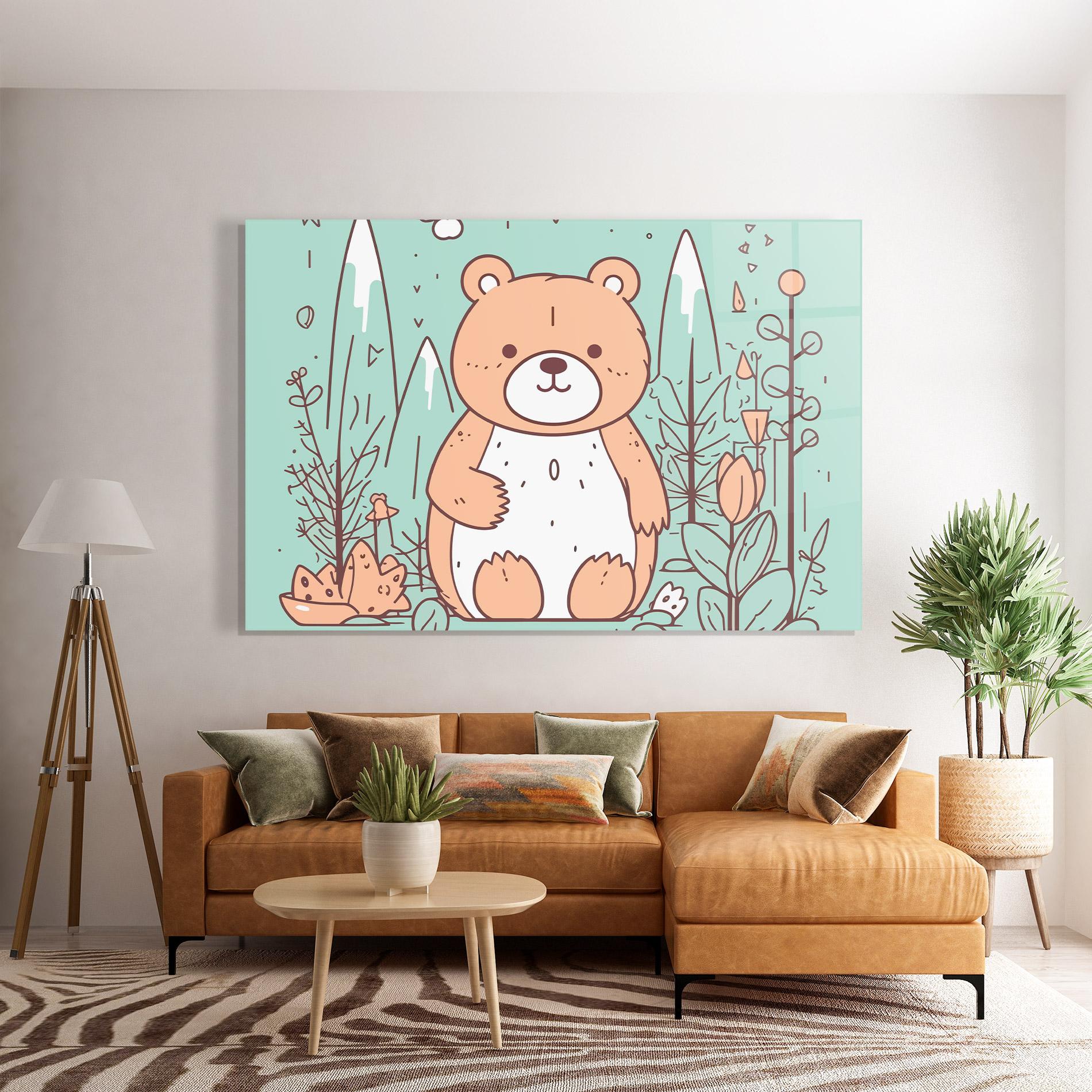Tablou Sticla Forest Cute Bear mockup 7