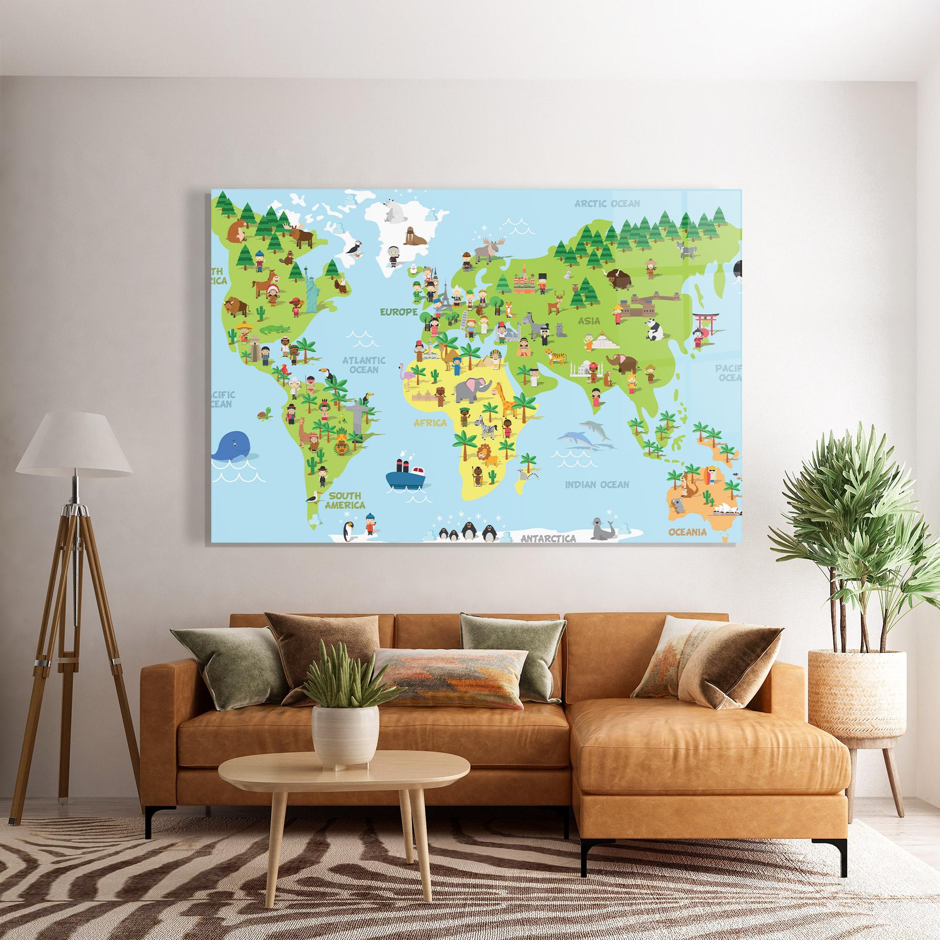Tablou Sticla Kids Map mockup 7