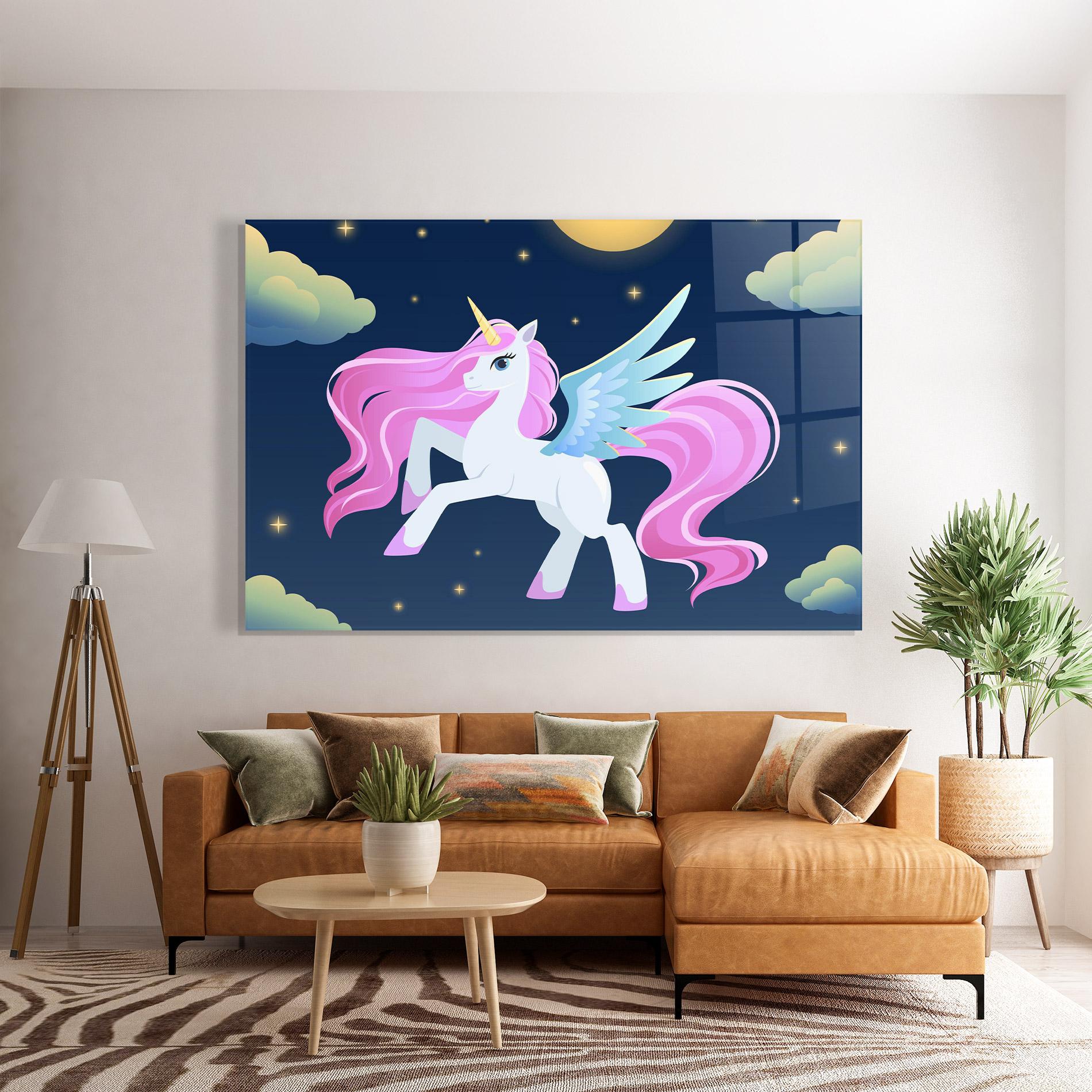 Tablou Sticla White Sky Pony mockup 7