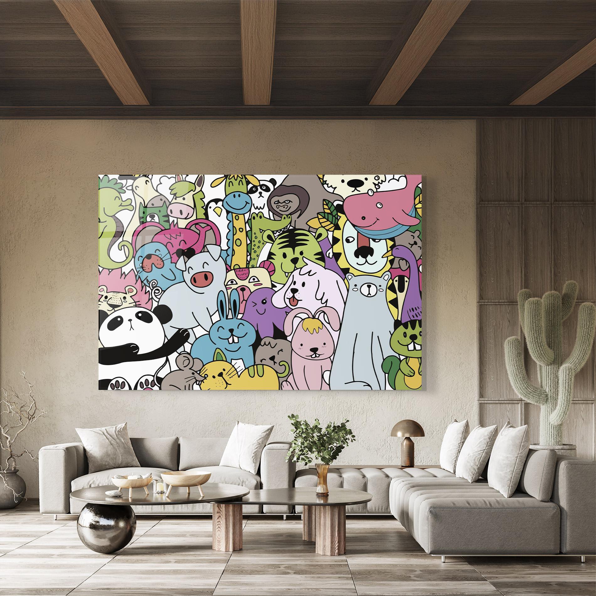 Tablou Sticla Animals Cartoon mockup 8