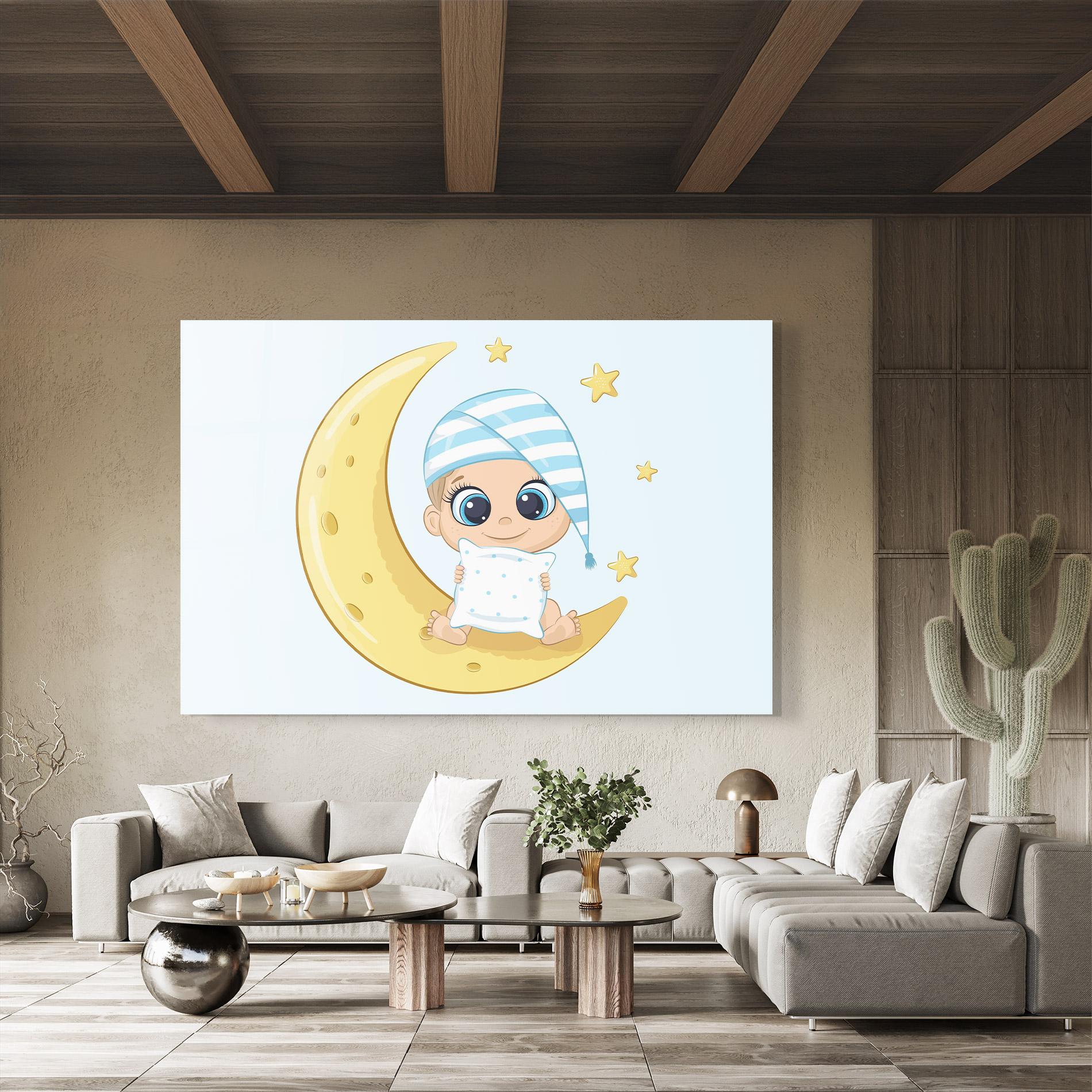 Tablou Sticla Baby On Moon mockup 8