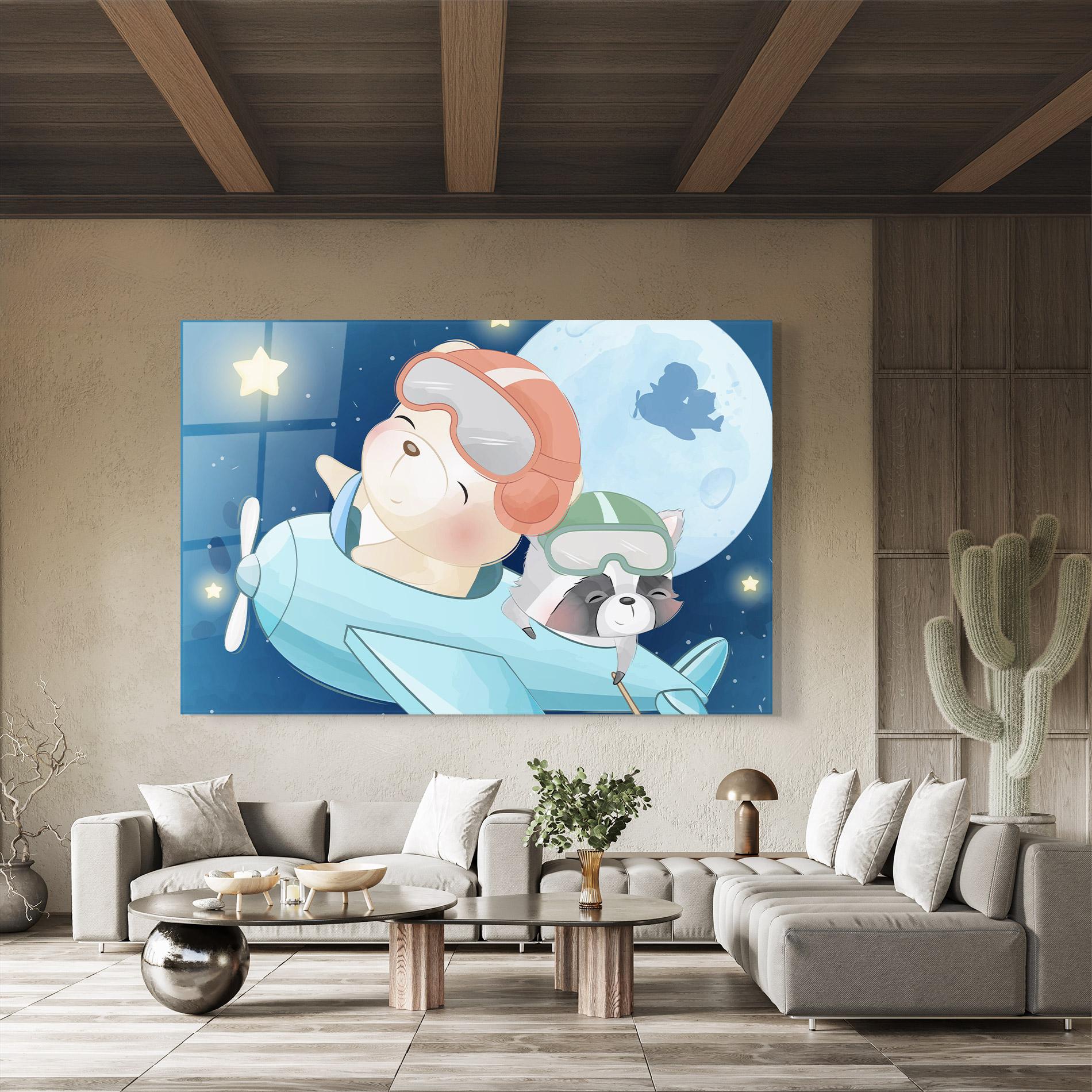 Tablou Sticla Bear Flying Star mockup 8