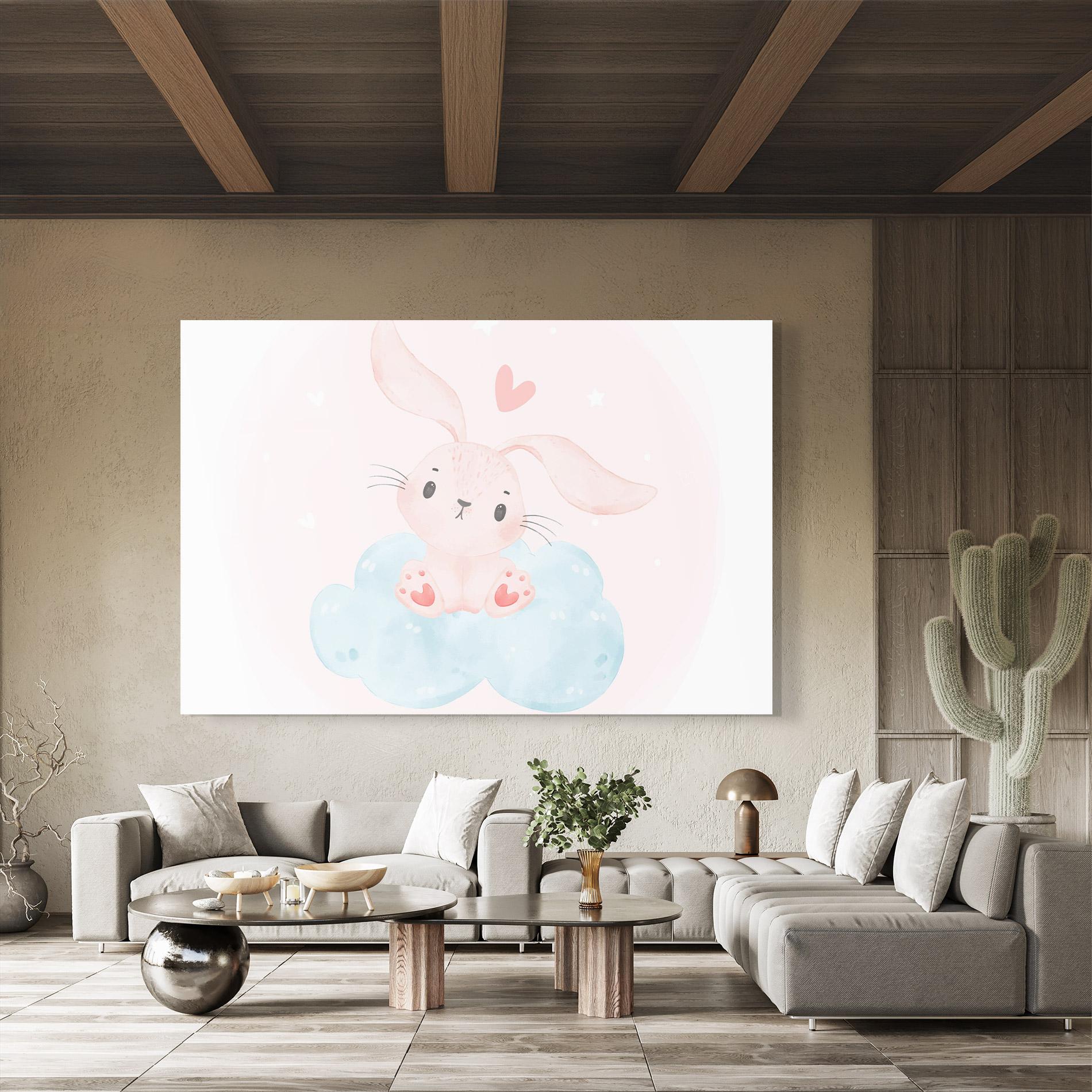 Tablou Sticla Cloud Pink Bunny mockup 8