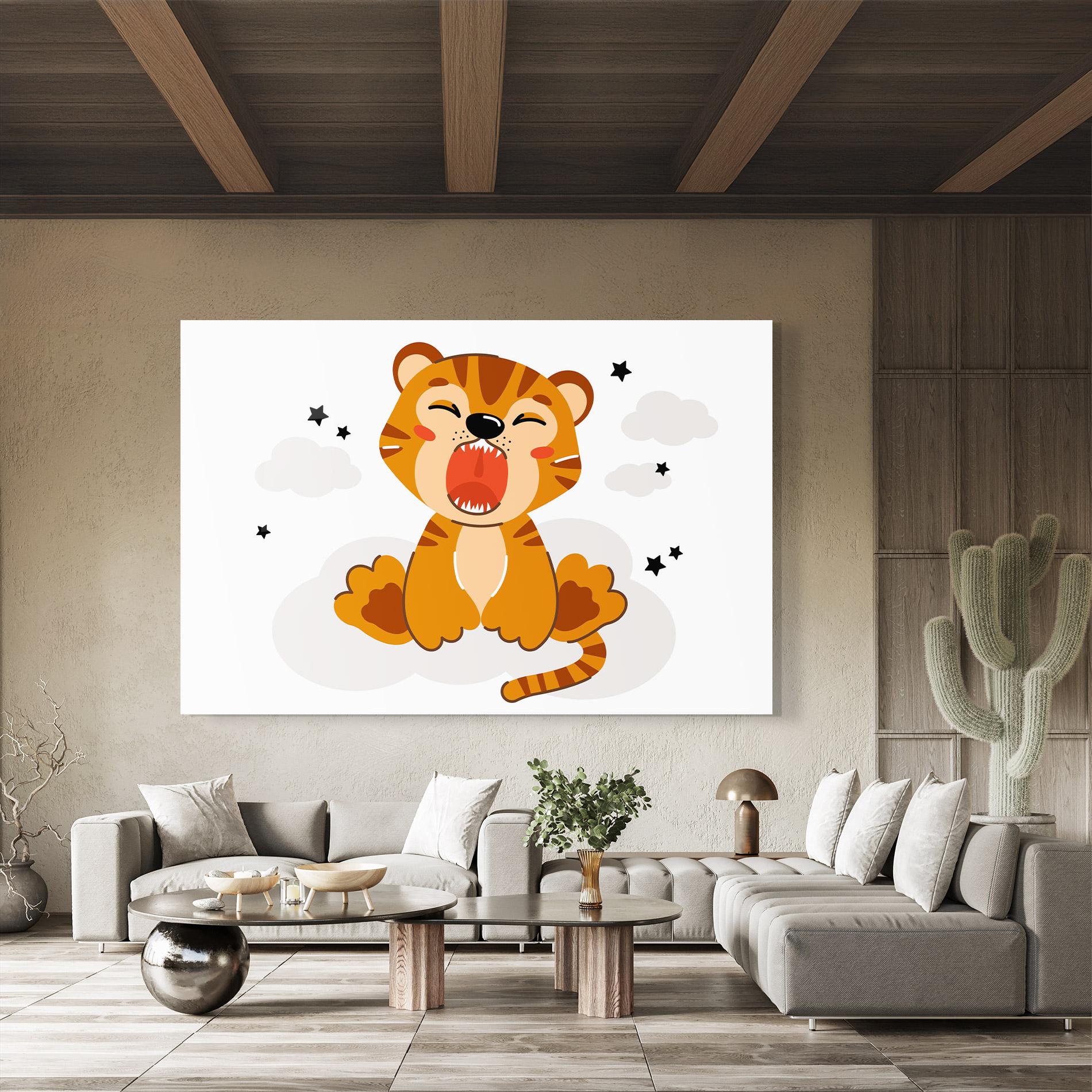 Tablou Sticla Cute Sleepy Tiger mockup 8