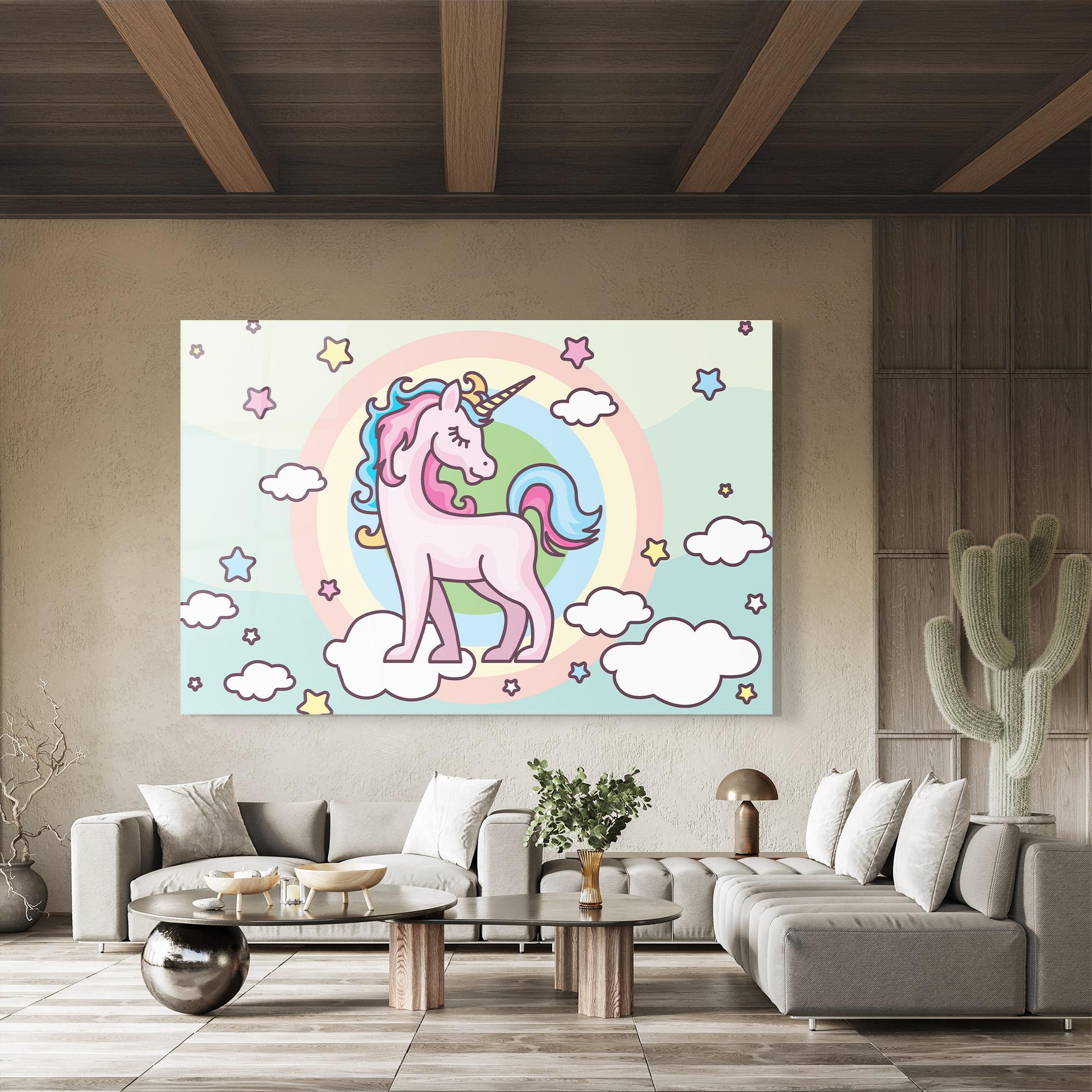Tablou Sticla Cute Unicorn Art mockup 8