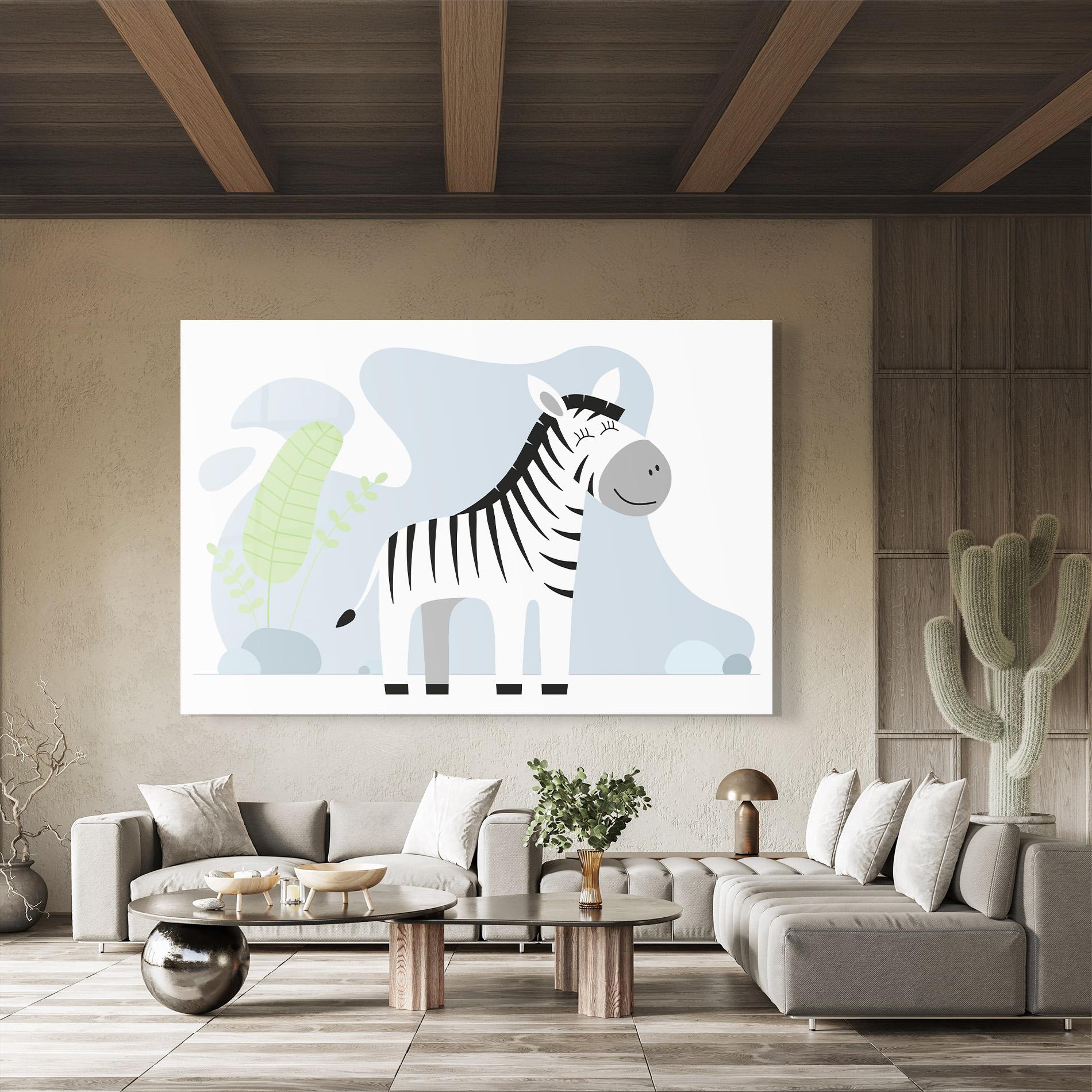 Tablou Sticla Cute Zebra Leaf mockup 8