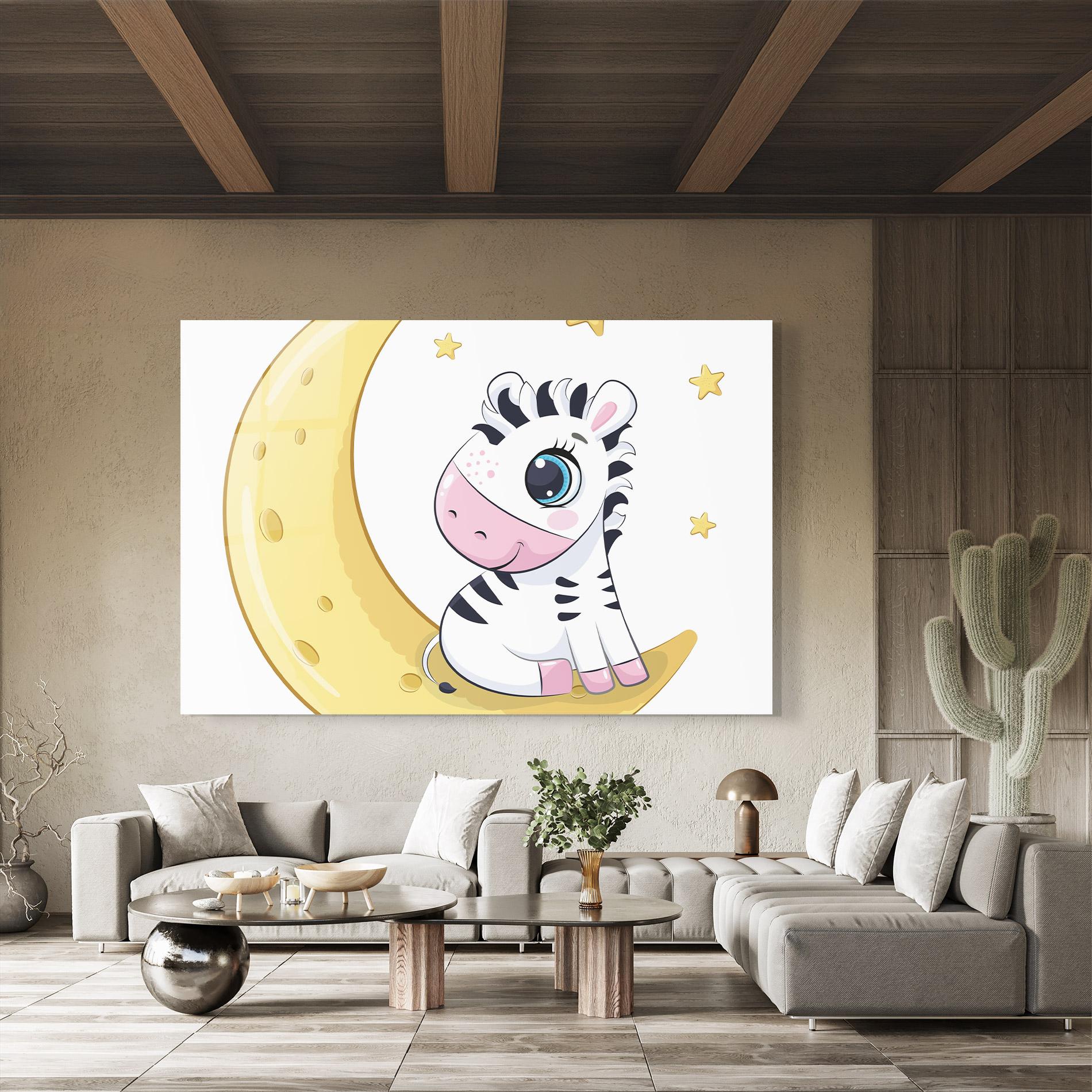 Tablou Sticla Cute Zebra Moon mockup 8