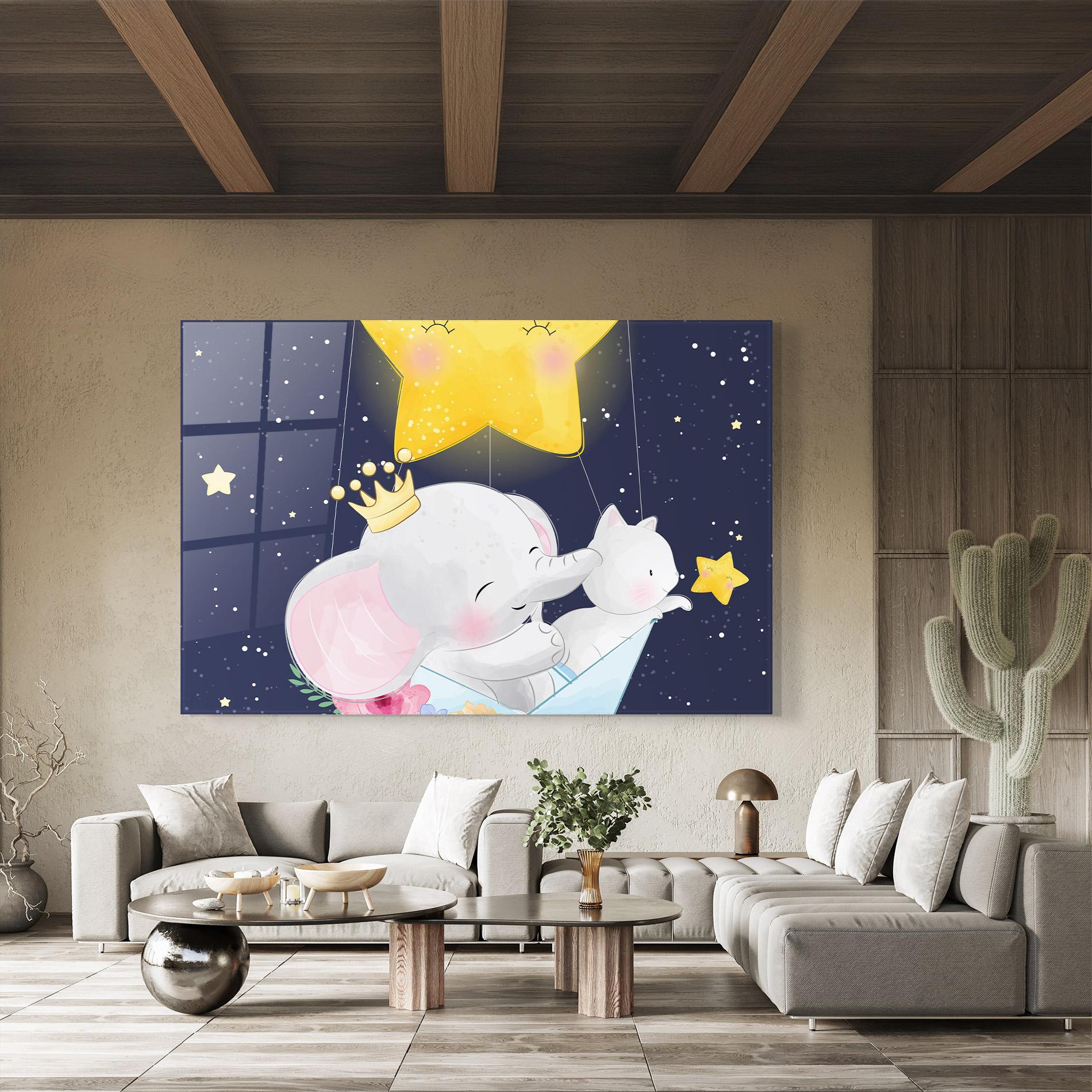 Tablou Sticla Elephant Cat mockup 8