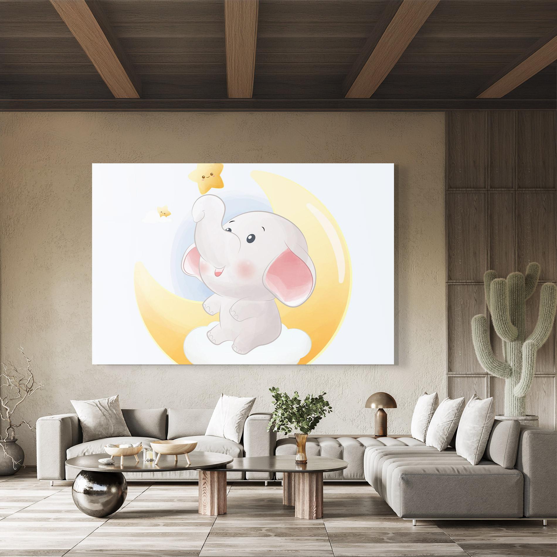 Tablou Sticla Elephant Yellow Star mockup 8