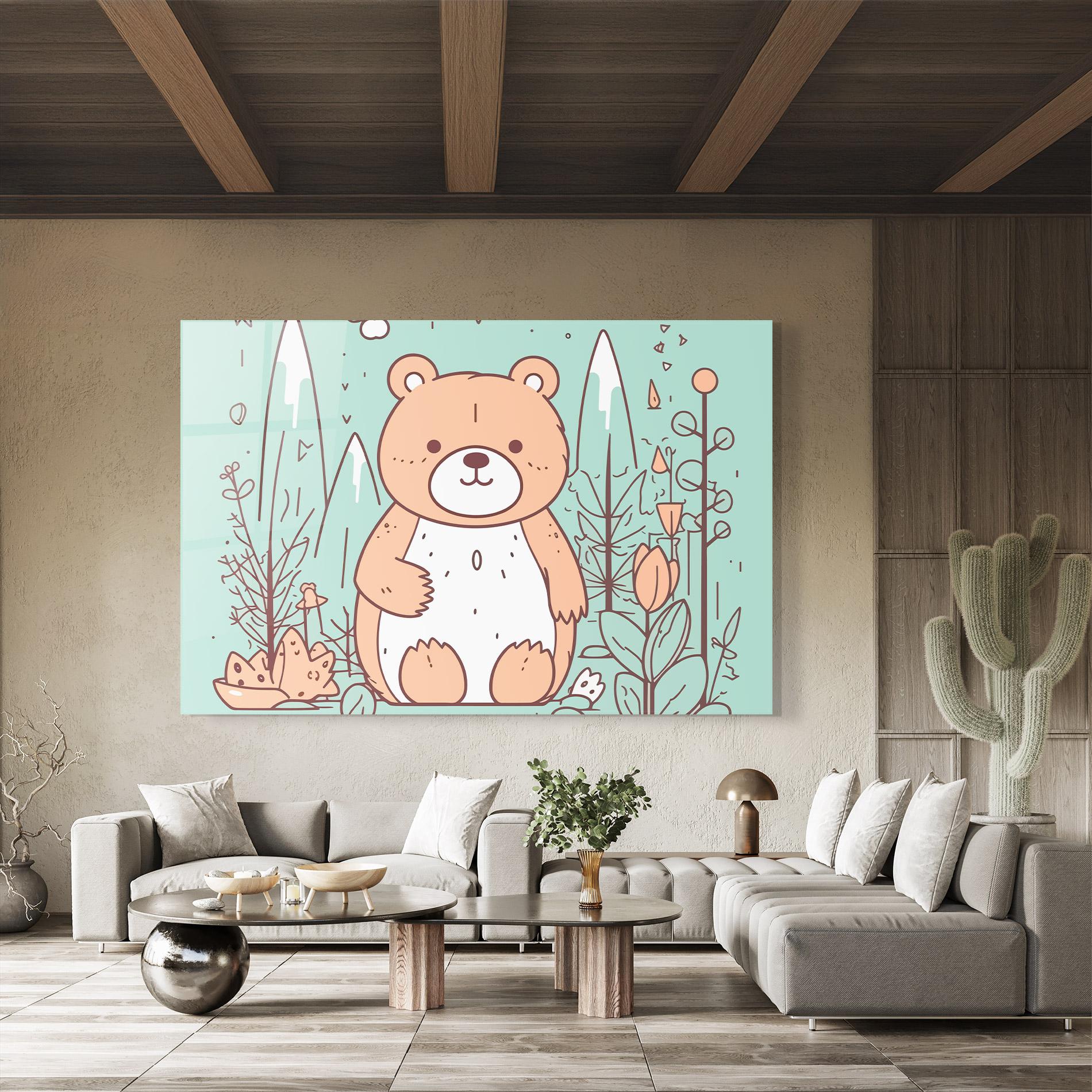 Tablou Sticla Forest Cute Bear mockup 8