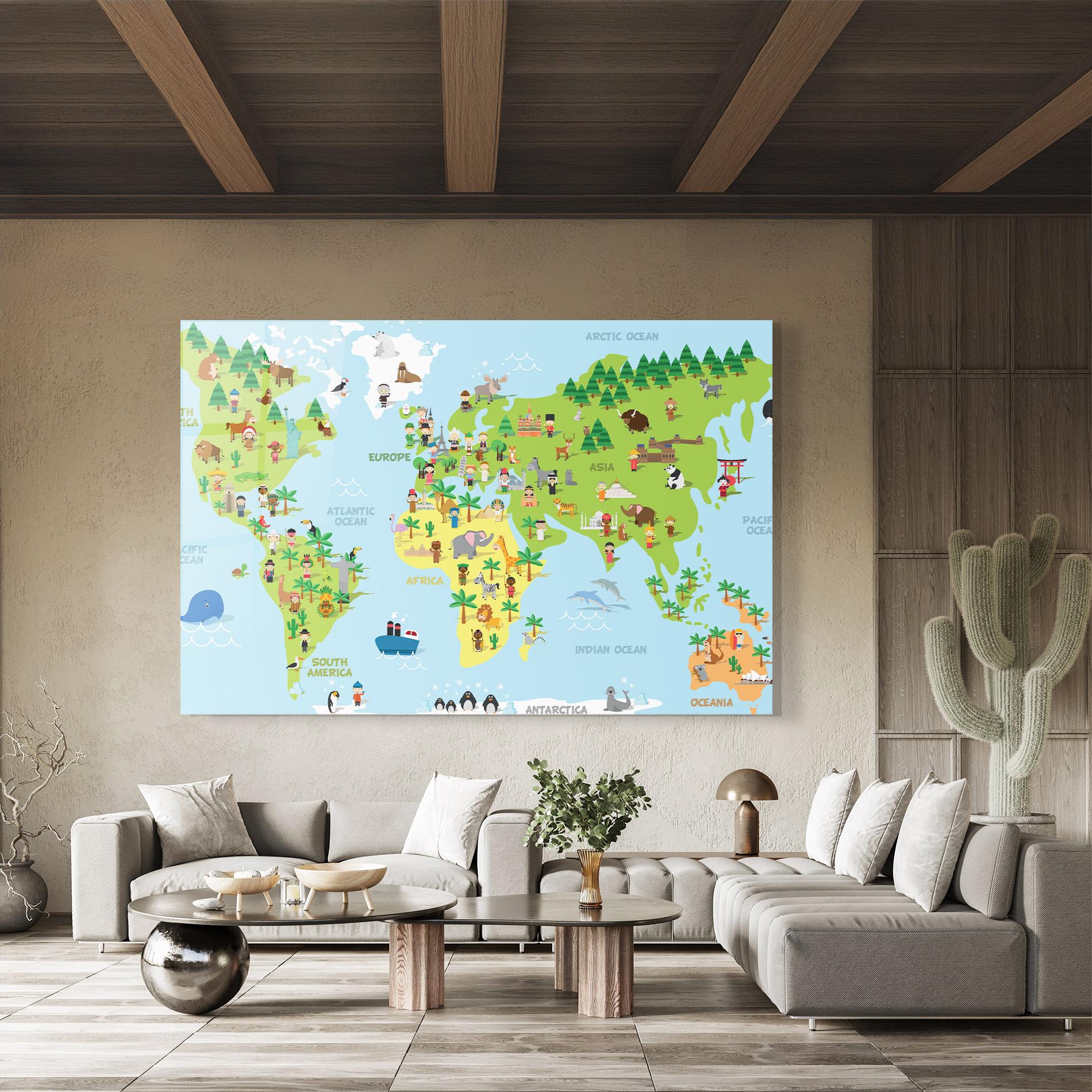 Tablou Sticla Kids Map mockup 8