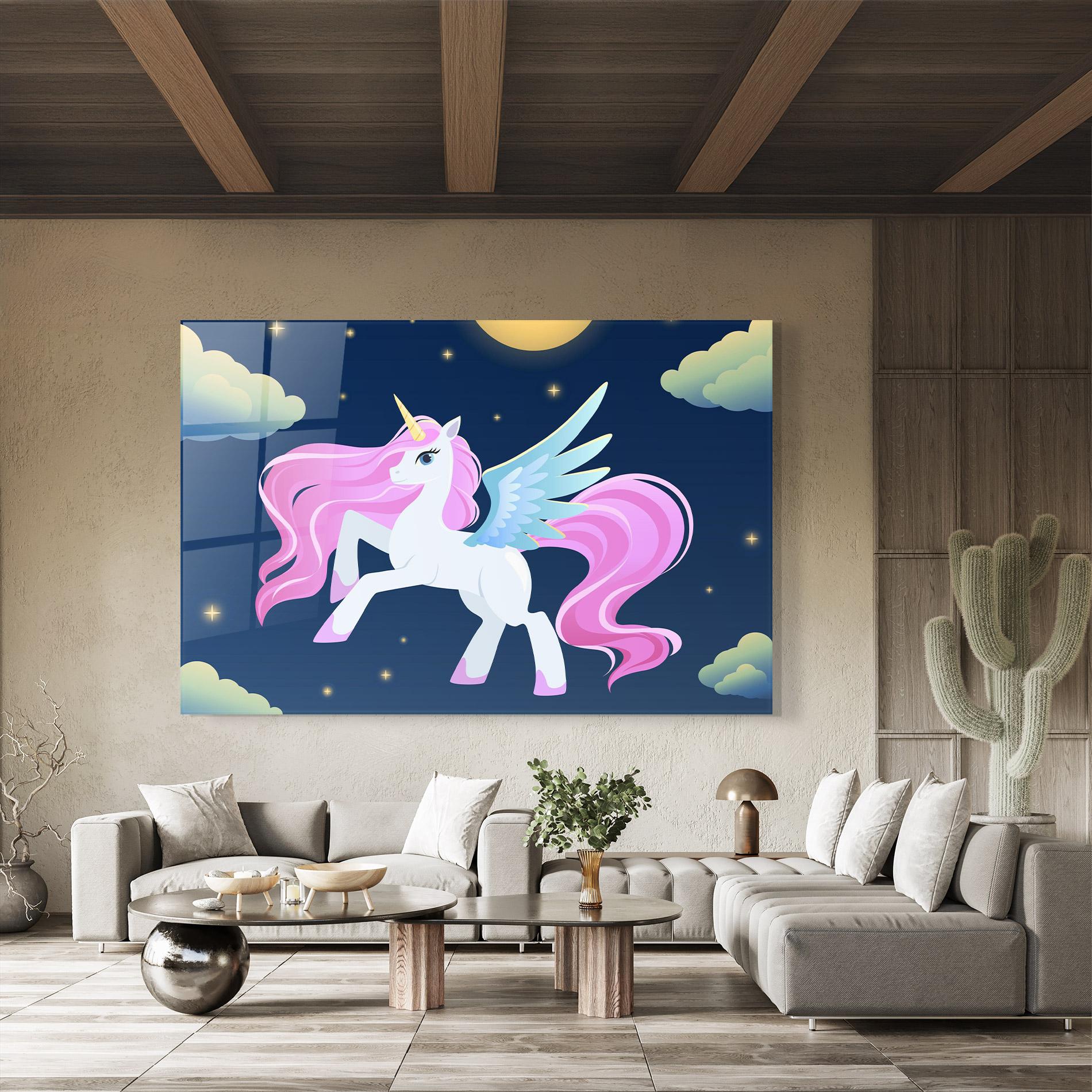 Tablou Sticla White Sky Pony mockup 8