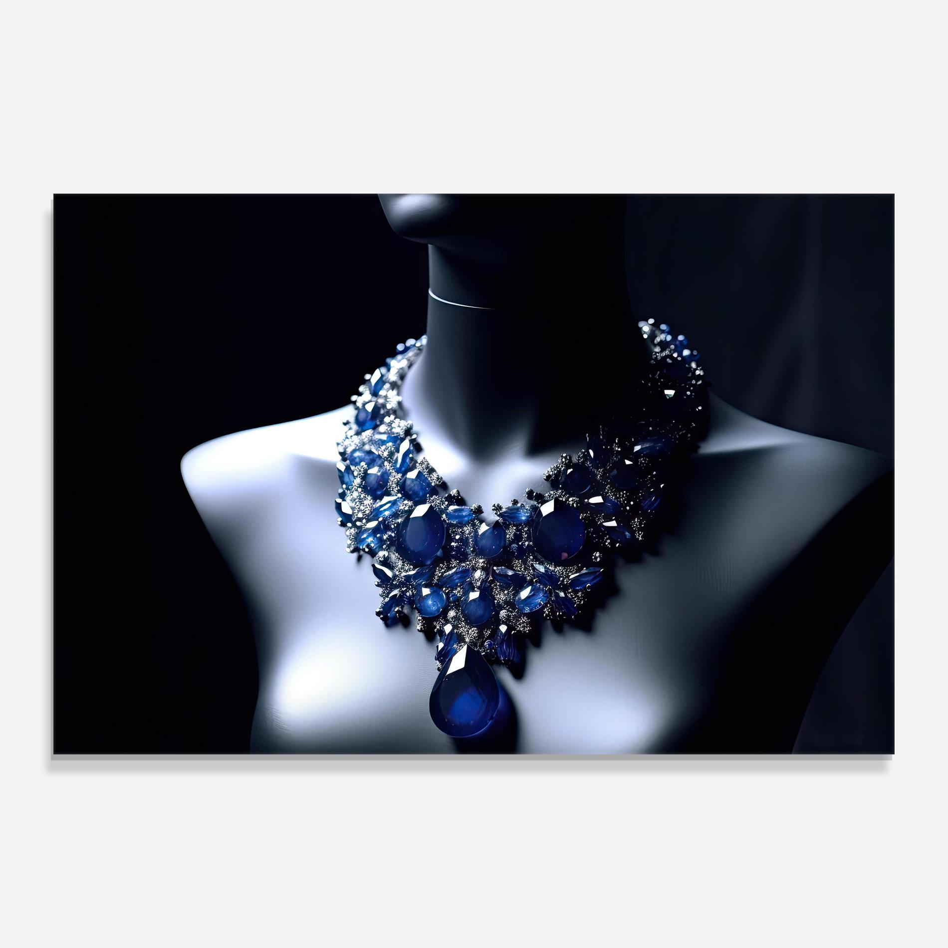 Tablou Sticla Blue Diamonds Necklace mockup 0