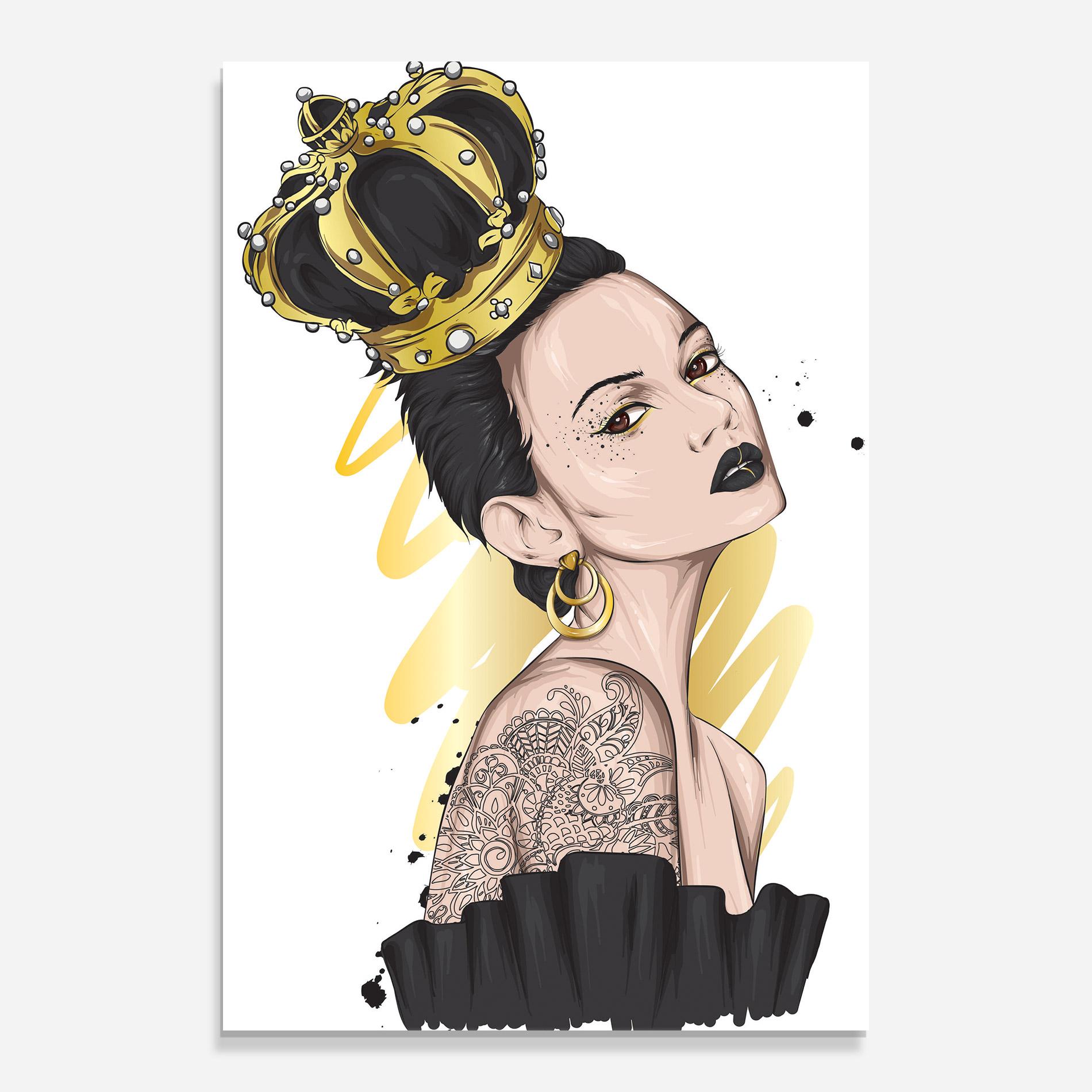 Tablou Sticla Black Hair Crown mockup 0