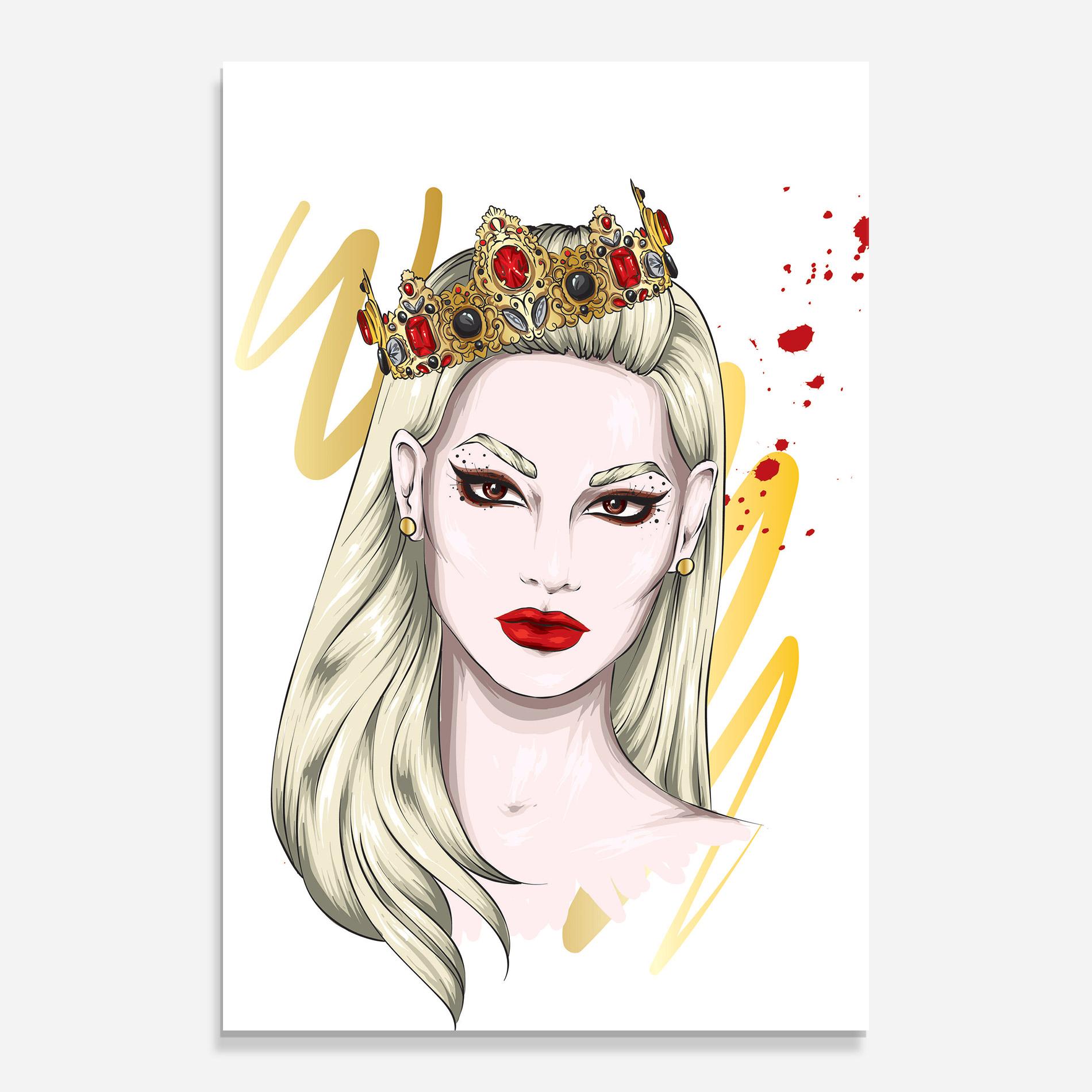 Tablou Sticla Gold Crown Woman mockup 0