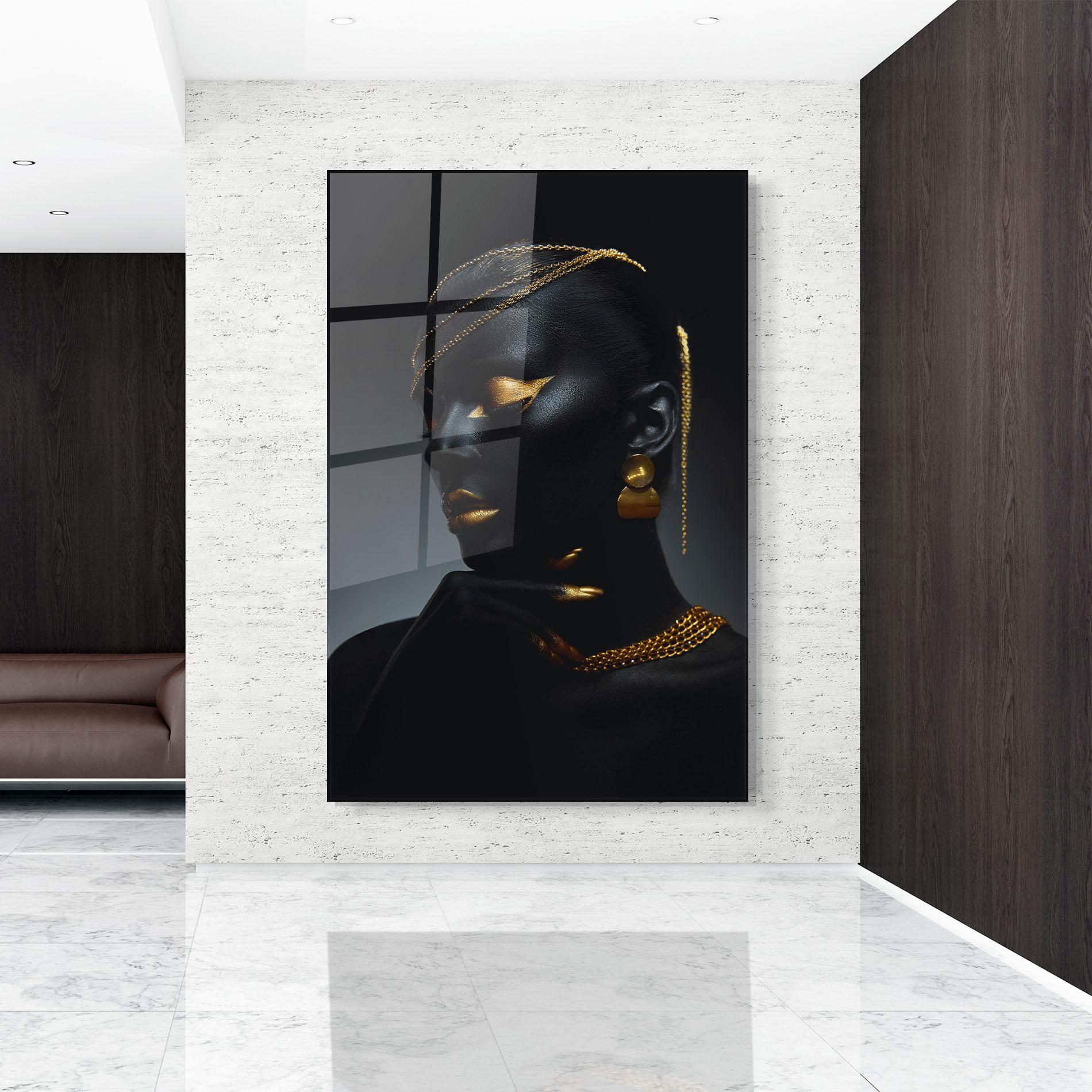 Tablou Sticla Beauty Gold Accessory mockup 9