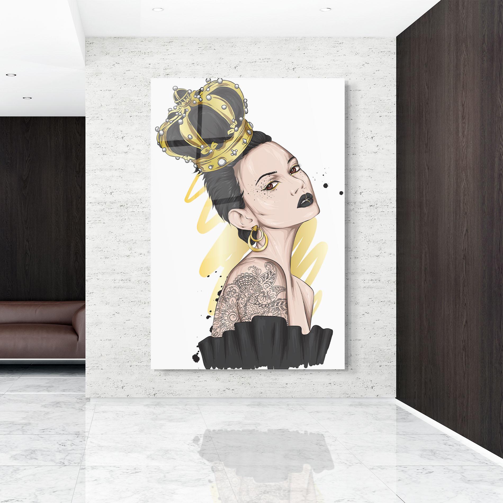 Tablou Sticla Black Hair Crown mockup 9