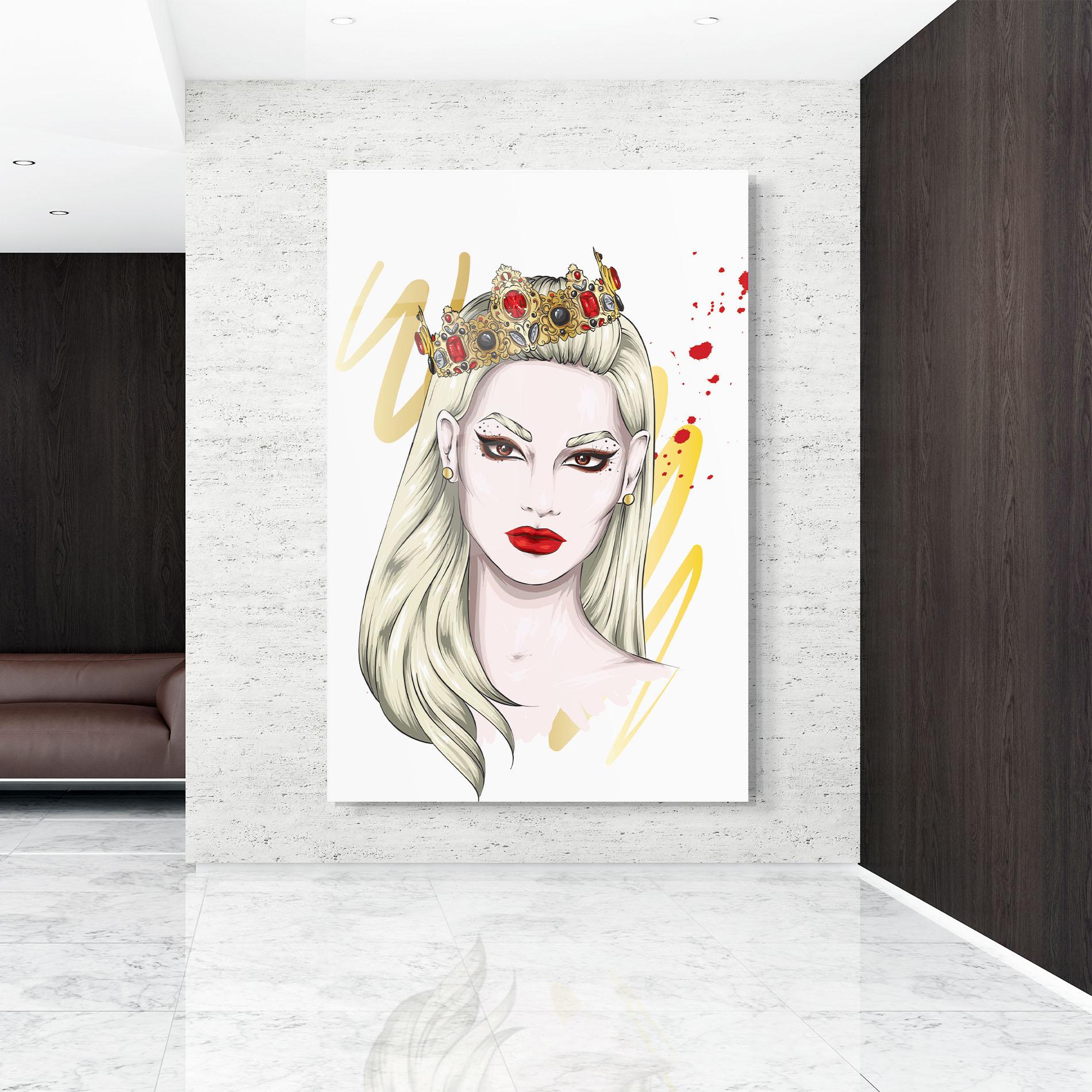 Tablou Sticla Gold Crown Woman mockup 9