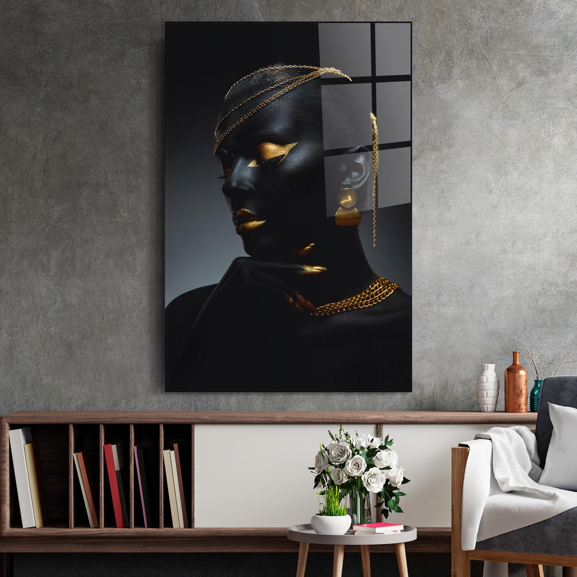 Tablou Sticla Beauty Gold Accessory mockup 2