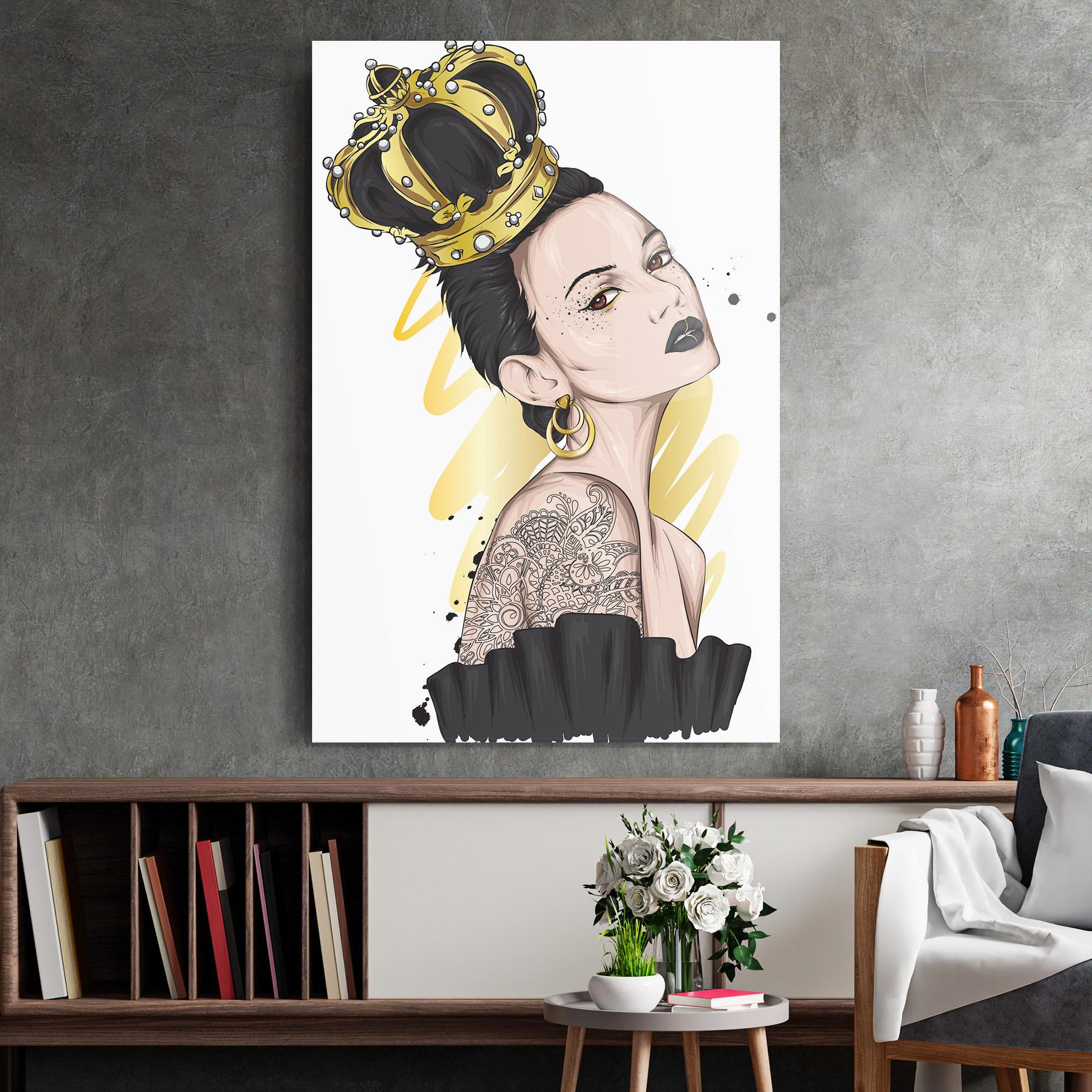 Tablou Sticla Black Hair Crown mockup 2