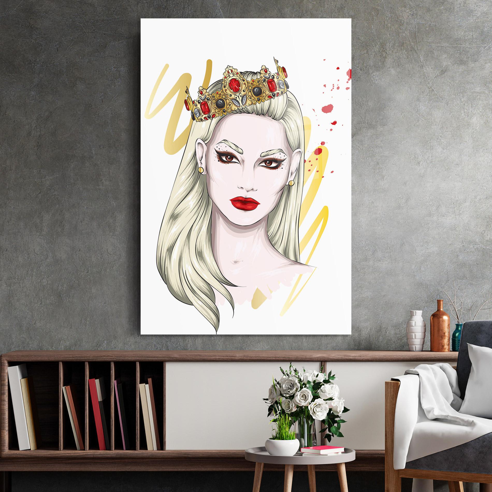Tablou Sticla Gold Crown Woman mockup 2