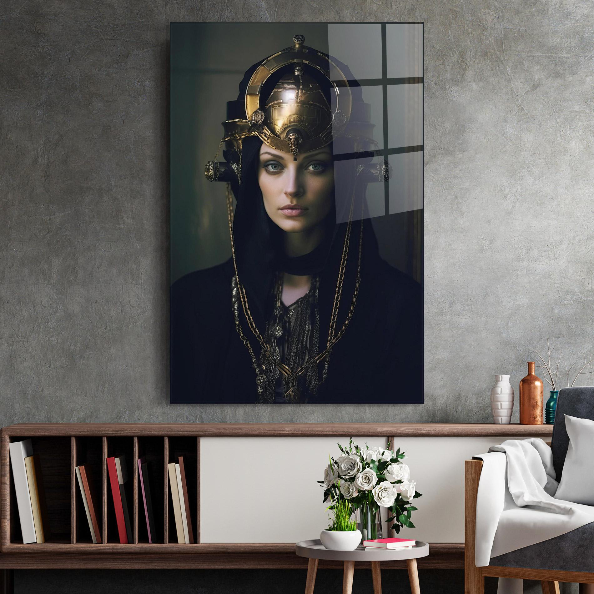 Tablou Sticla Gold Headpiece mockup 2