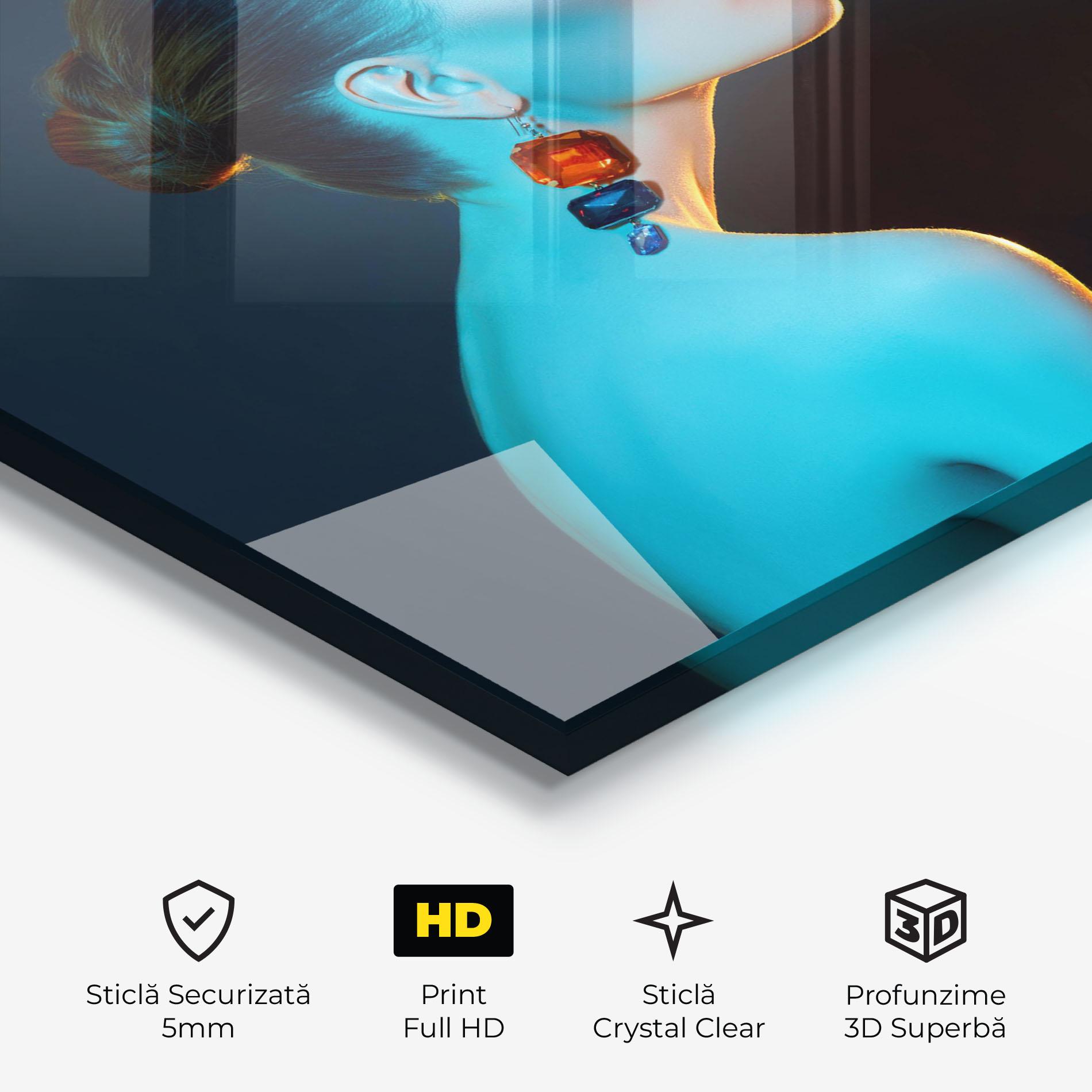 Tablou Sticla Blue Light Earring mockup 3