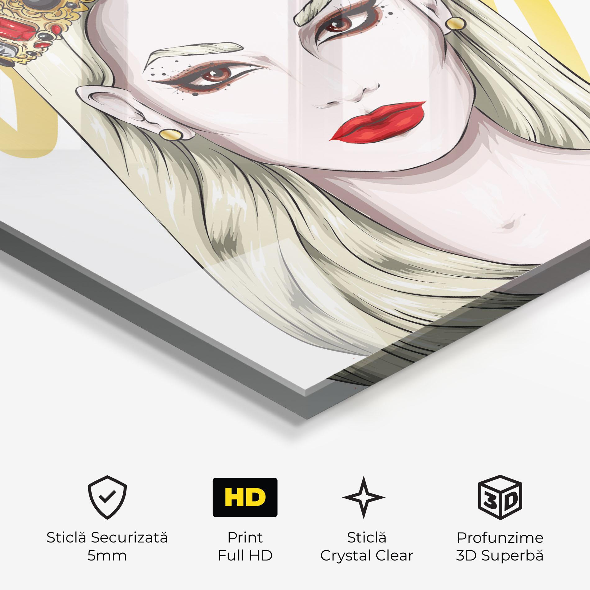 Tablou Sticla Gold Crown Woman mockup 3