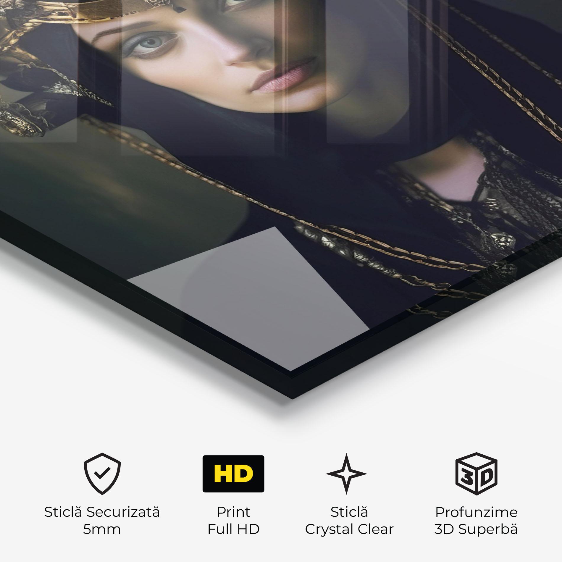 Tablou Sticla Gold Headpiece mockup 3