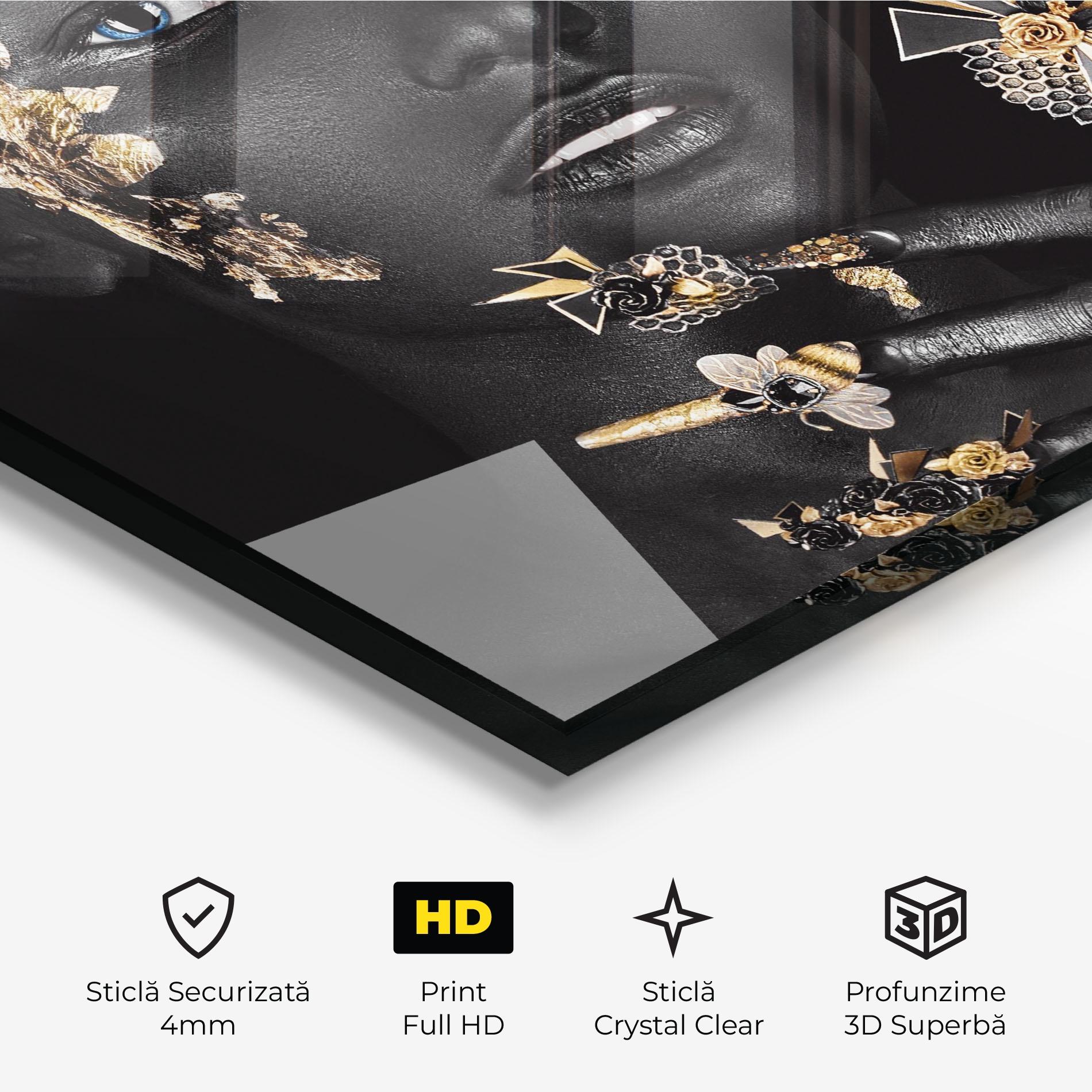 Tablou Sticla Black Art Makeup mockup 3